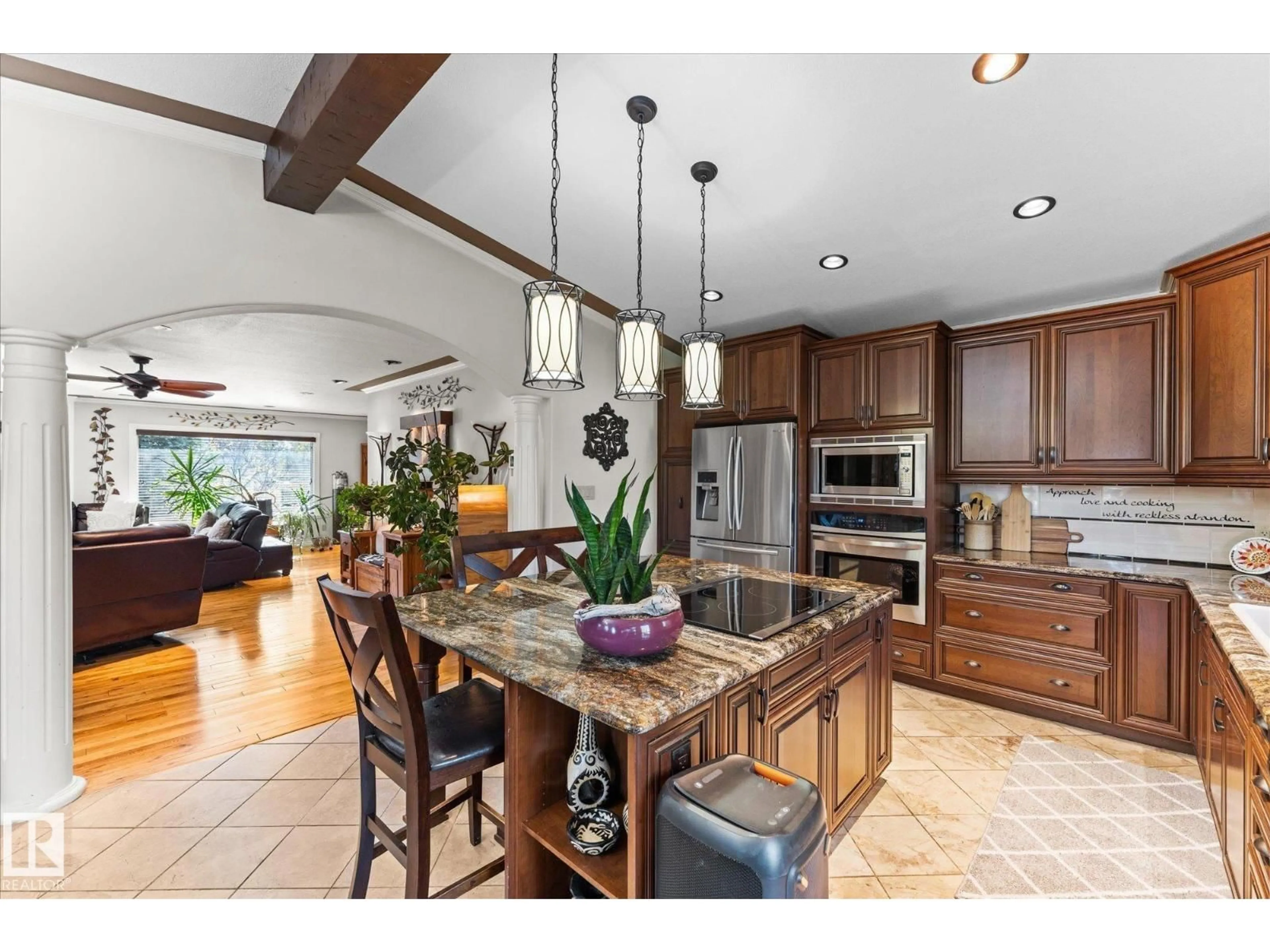 Open concept kitchen, ceramic/tile floor for 11124 110A AV, Edmonton Alberta T5H1K1