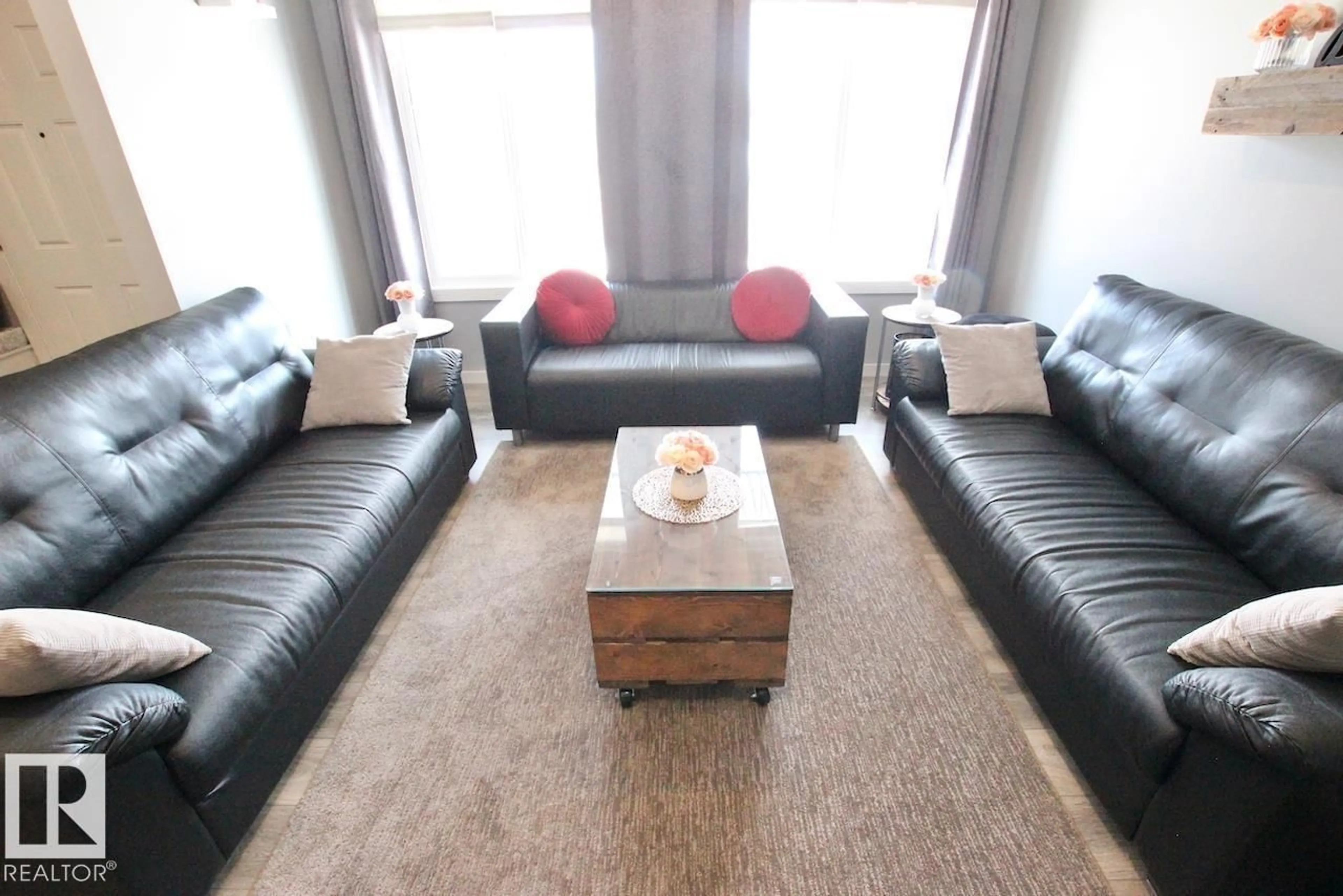 Living room with furniture, carpet floor for 2652 MAPLE WY, Edmonton Alberta T6T2G3