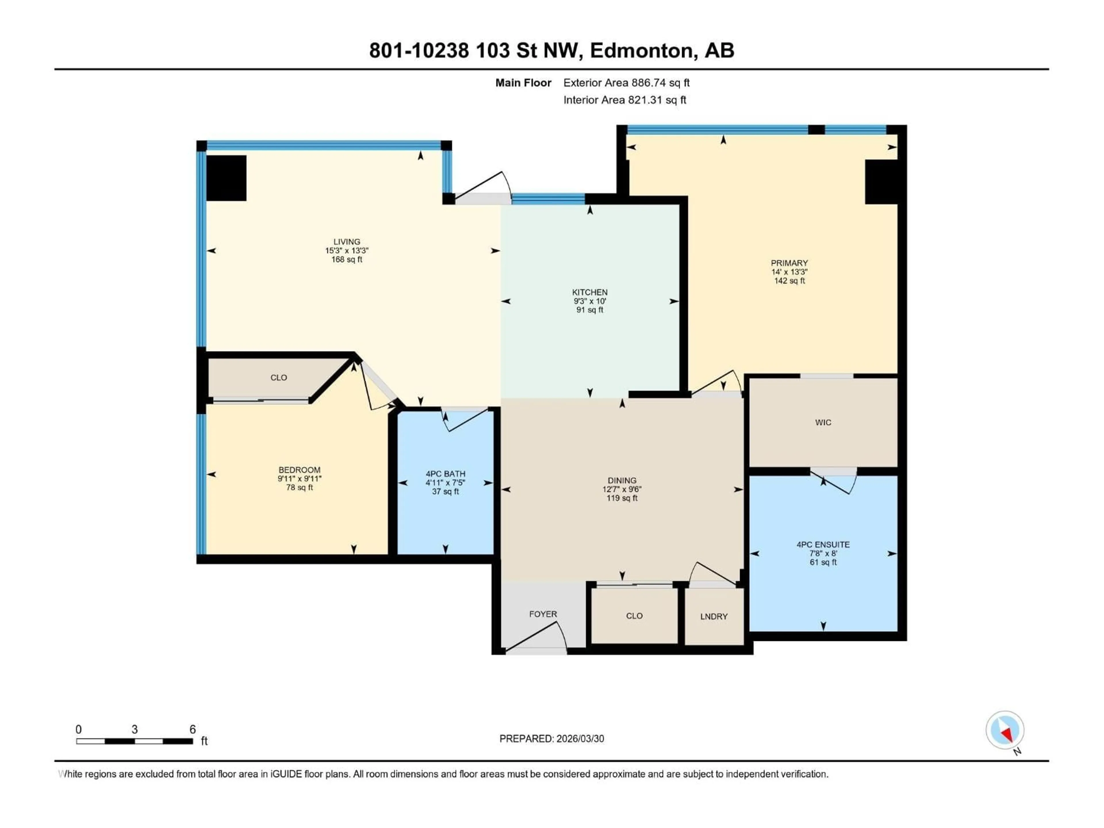 Floor plan for #801 - 10238 103 ST, Edmonton Alberta T5J0G6