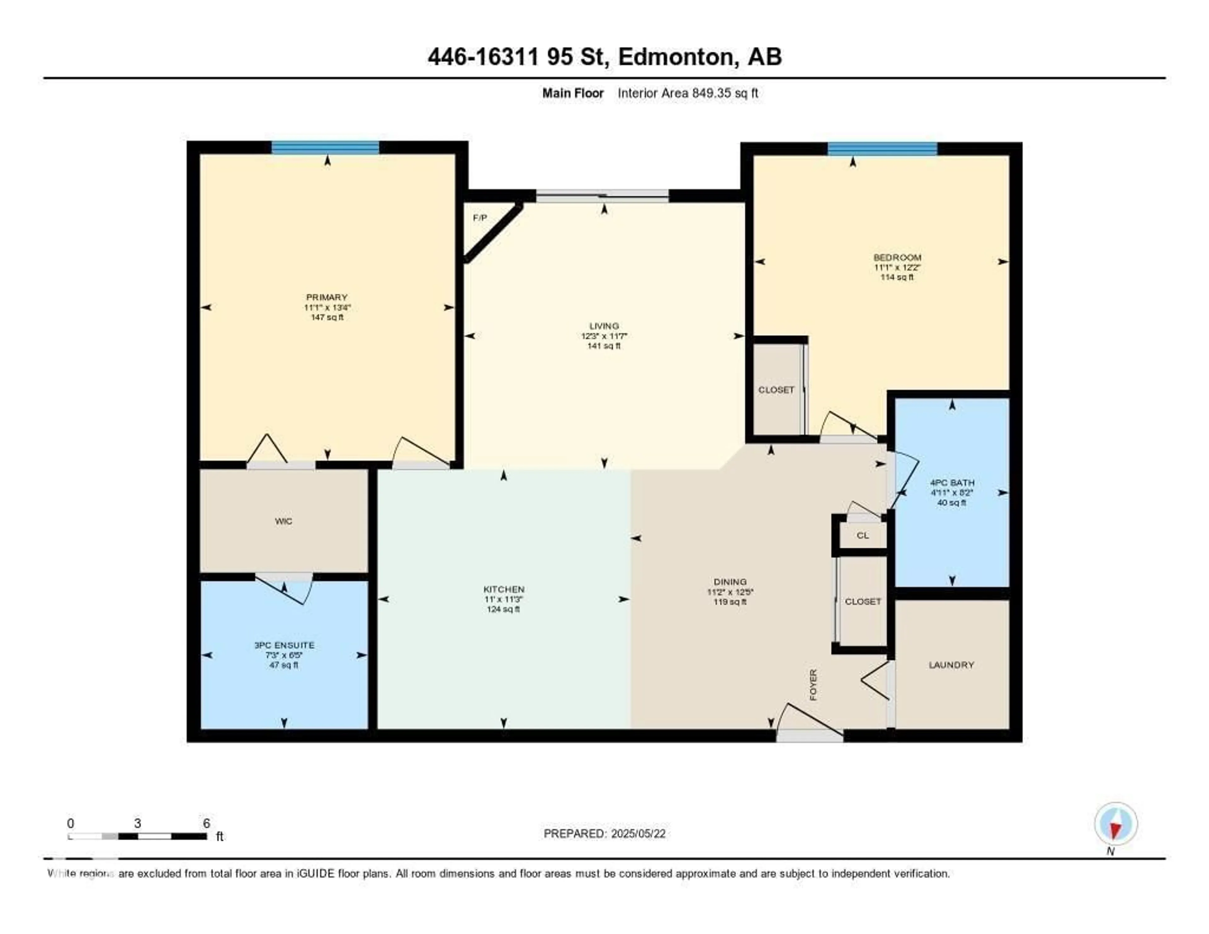 Floor plan for 446 16311 95 ST NW, Edmonton Alberta T5Z3Y5