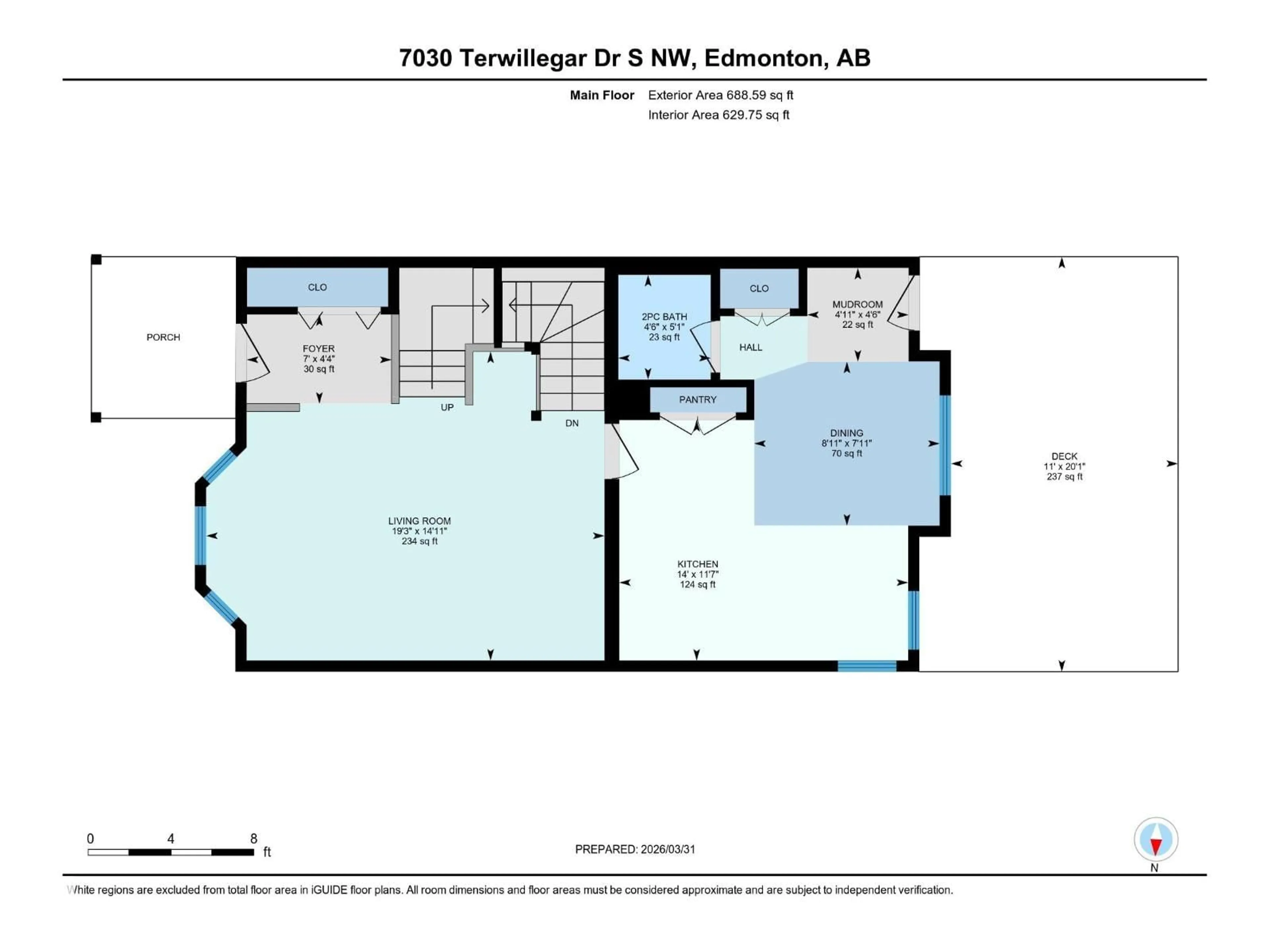 Floor plan for 7030 SOUTH TERWILLEGAR DR, Edmonton Alberta T6R3V7