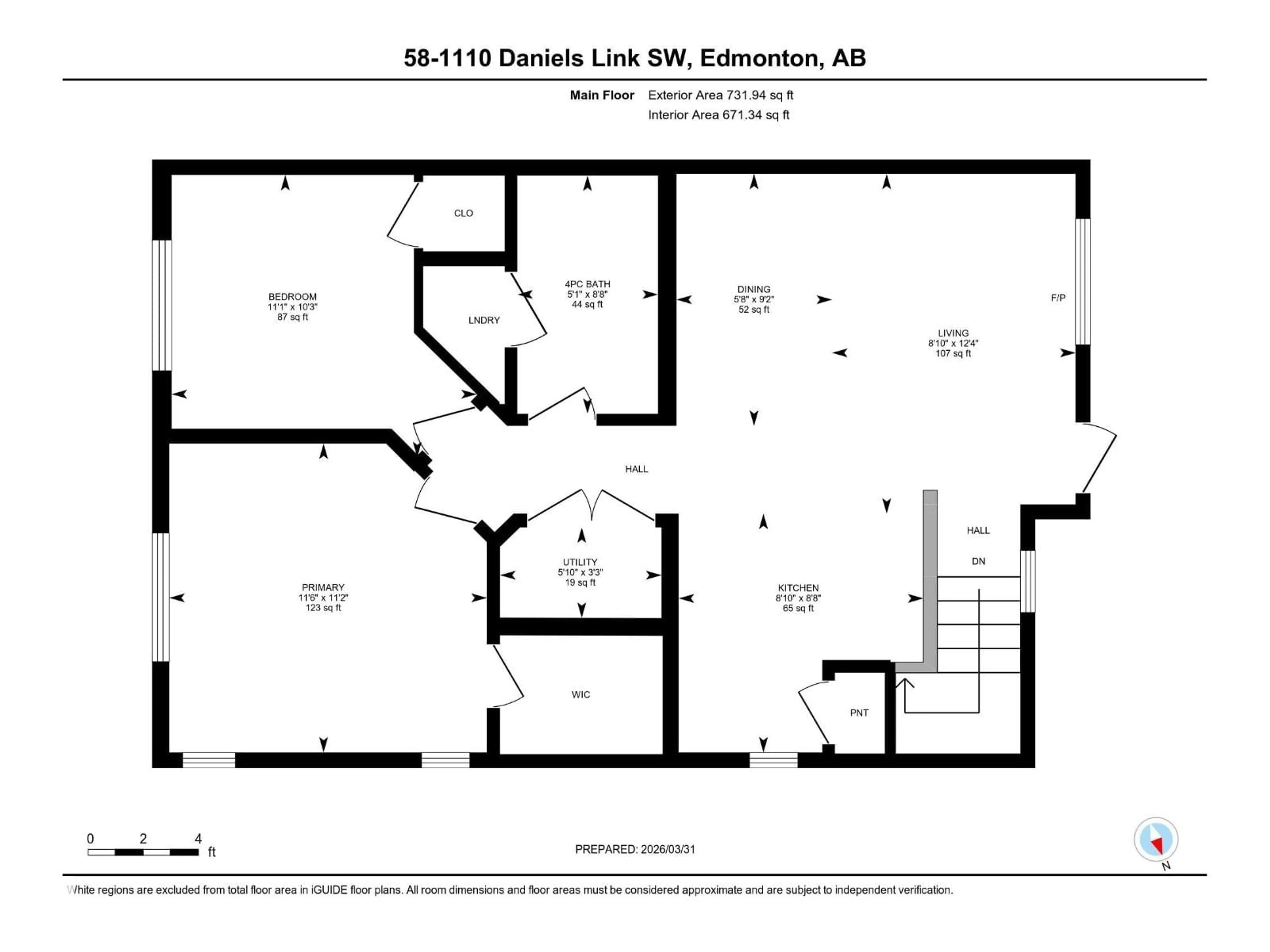 Floor plan for #58 - 1110 DANIELS LINK LI, Edmonton Alberta T6W4N6