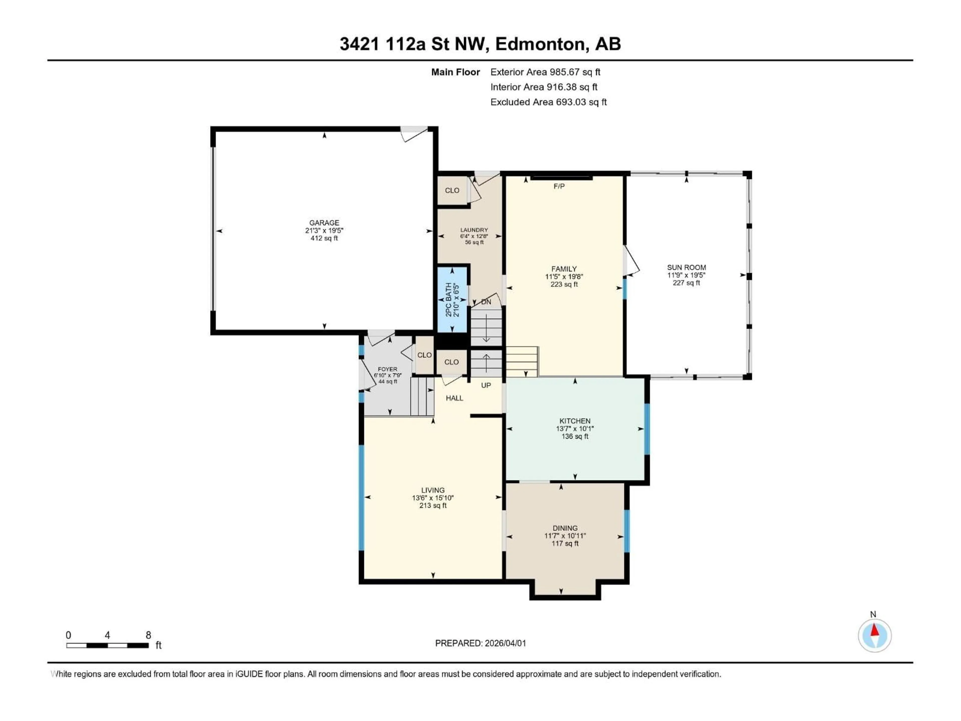 Floor plan for NW - 3421 112A ST, Edmonton Alberta T6J3L5
