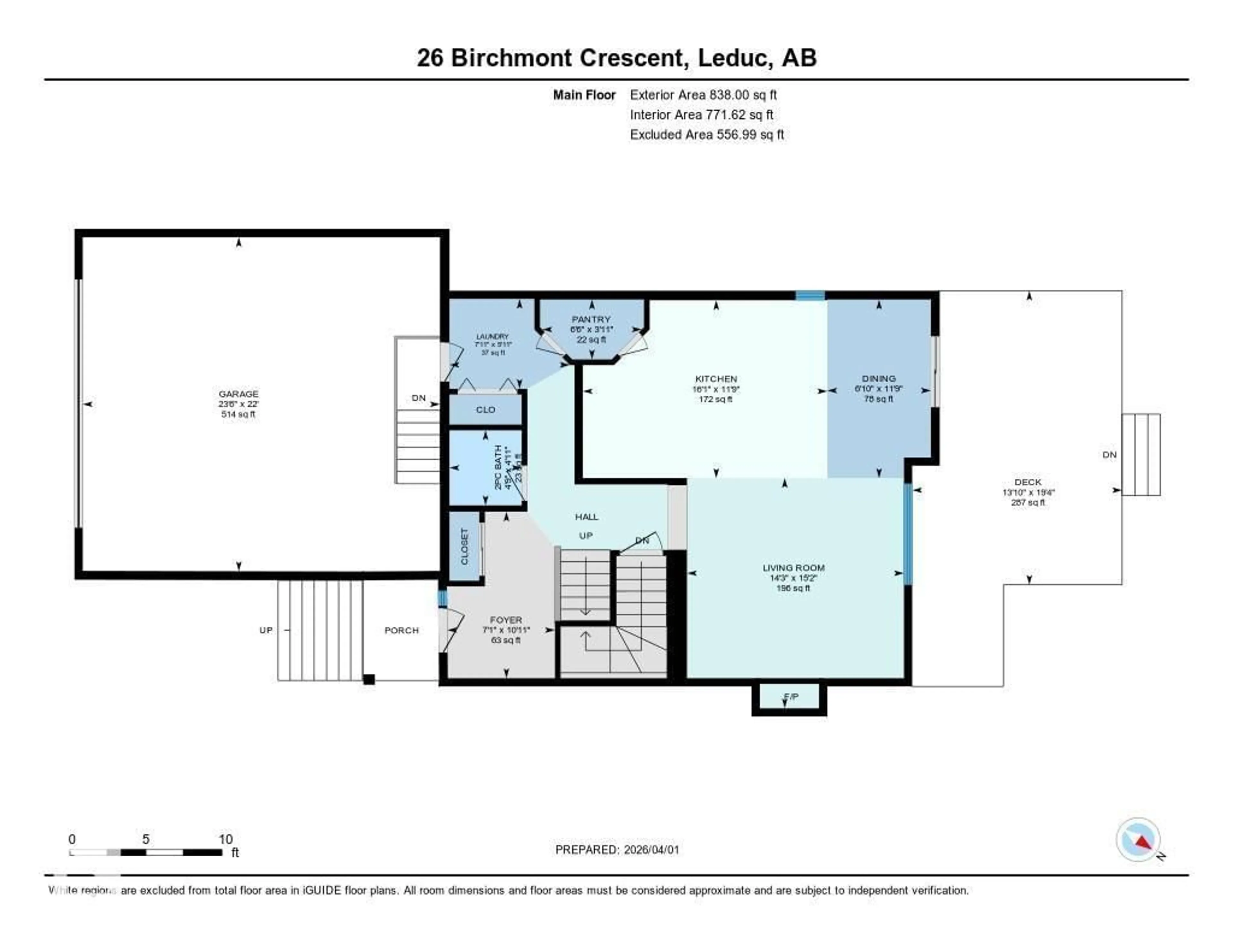 Floor plan for 26 BIRCHMONT CR, Leduc Alberta T9E8S3