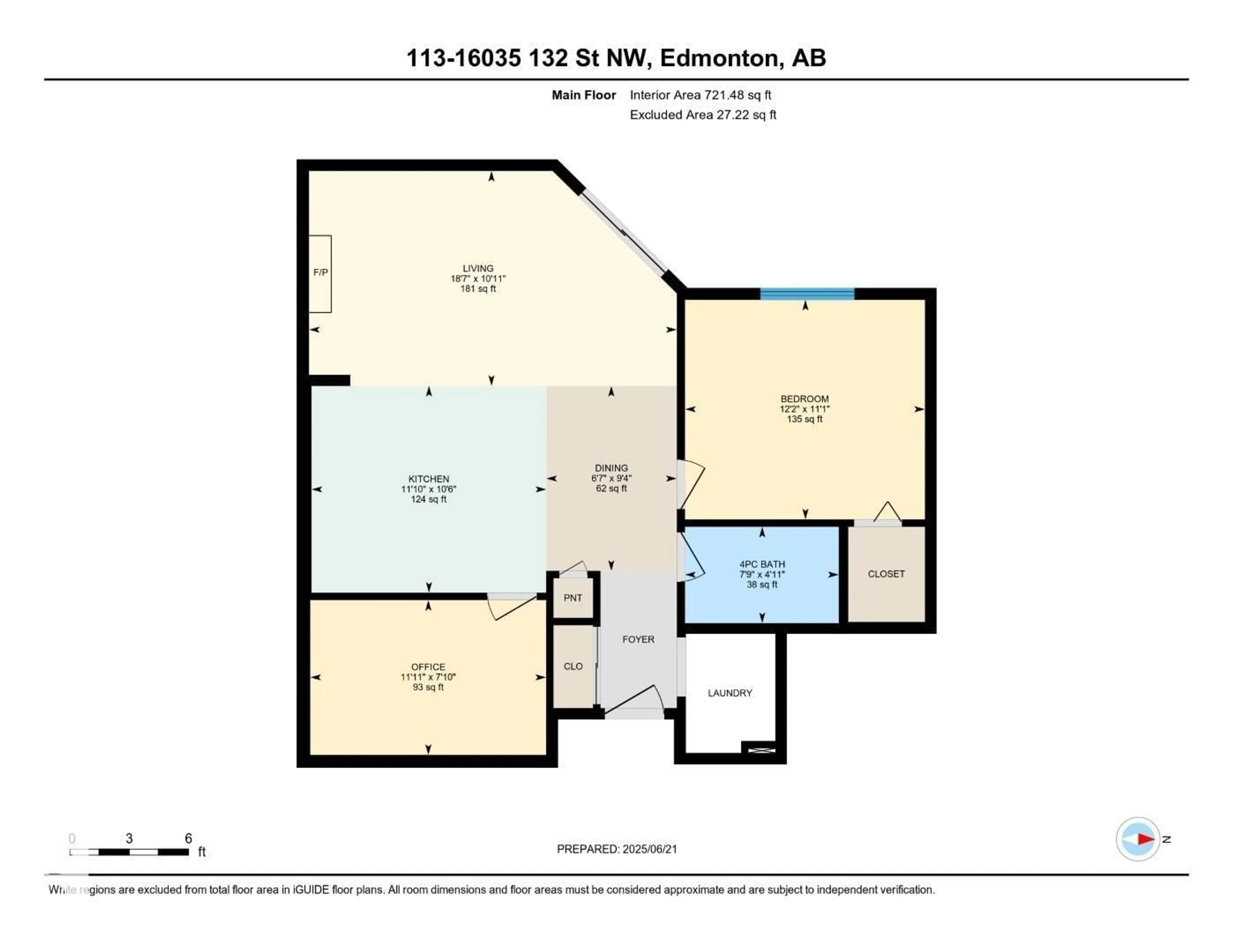 Floor plan for #113 - 16035 132 ST, Edmonton Alberta T6V0B4