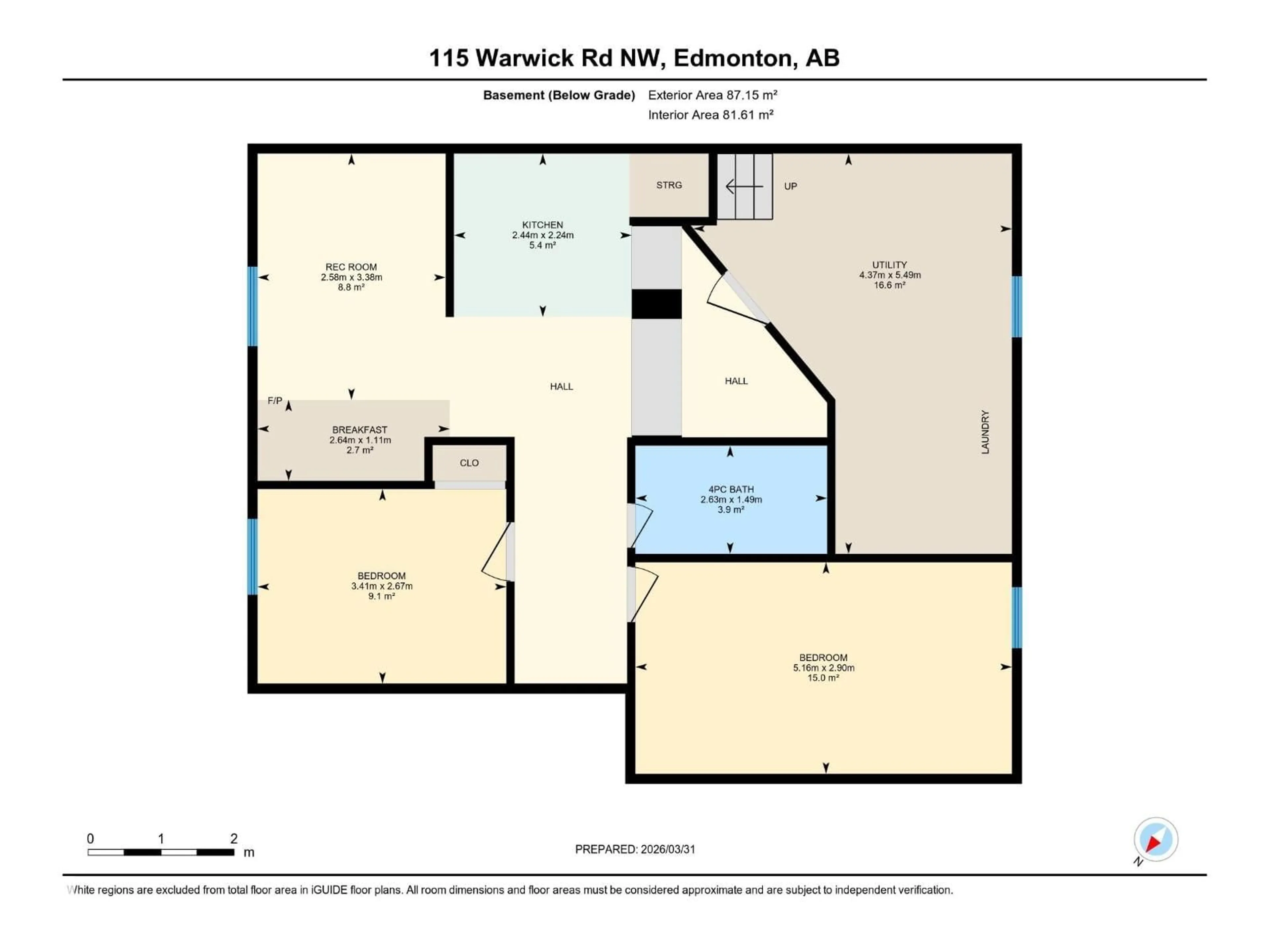 Floor plan for 115 WARWICK RD, Edmonton Alberta T5X4P7