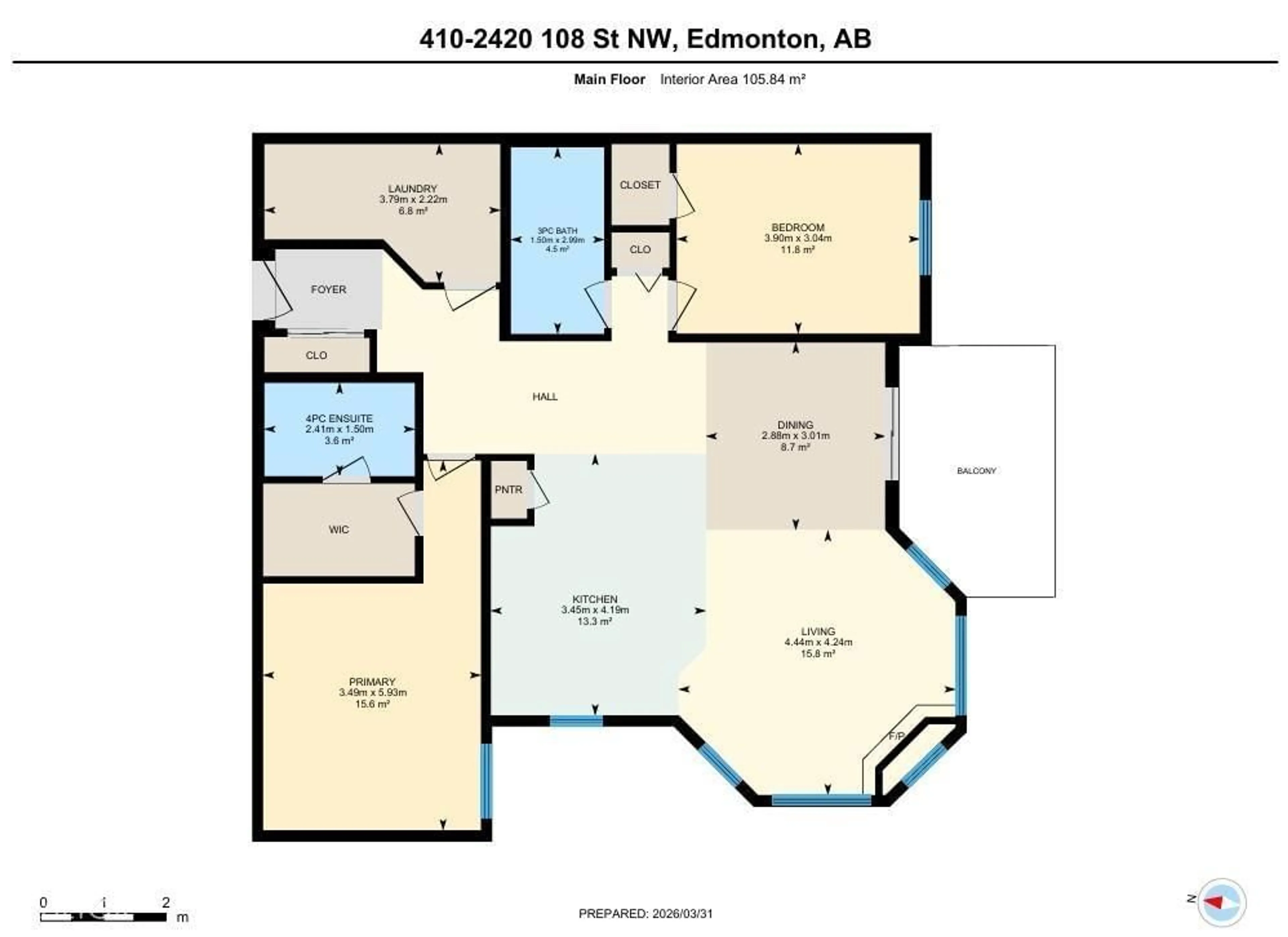 Floor plan for #410 - 2420 108 ST, Edmonton Alberta T6J7J3