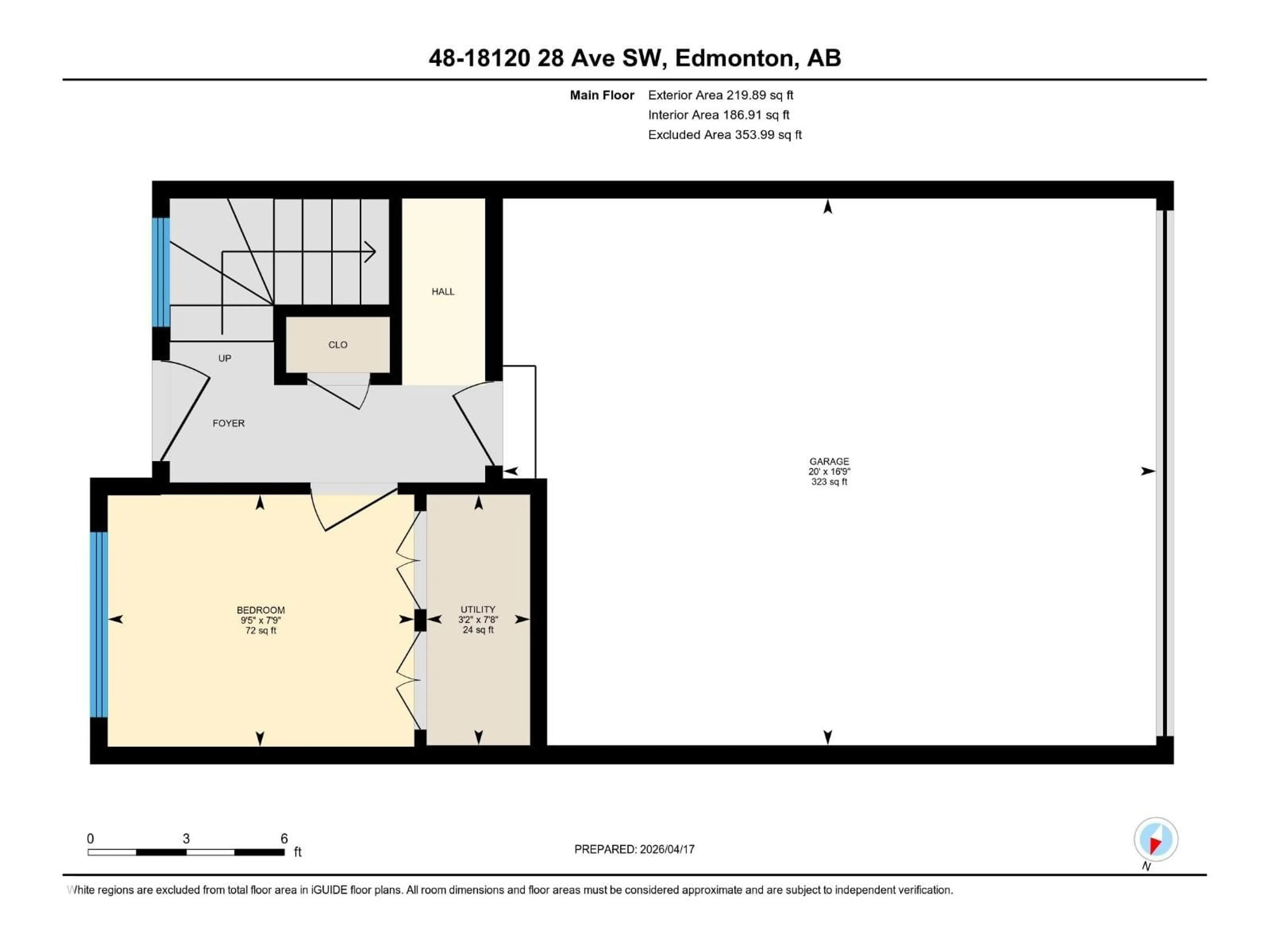 Floor plan for 48 18120 28 AV SW, Edmonton Alberta T6W4V2