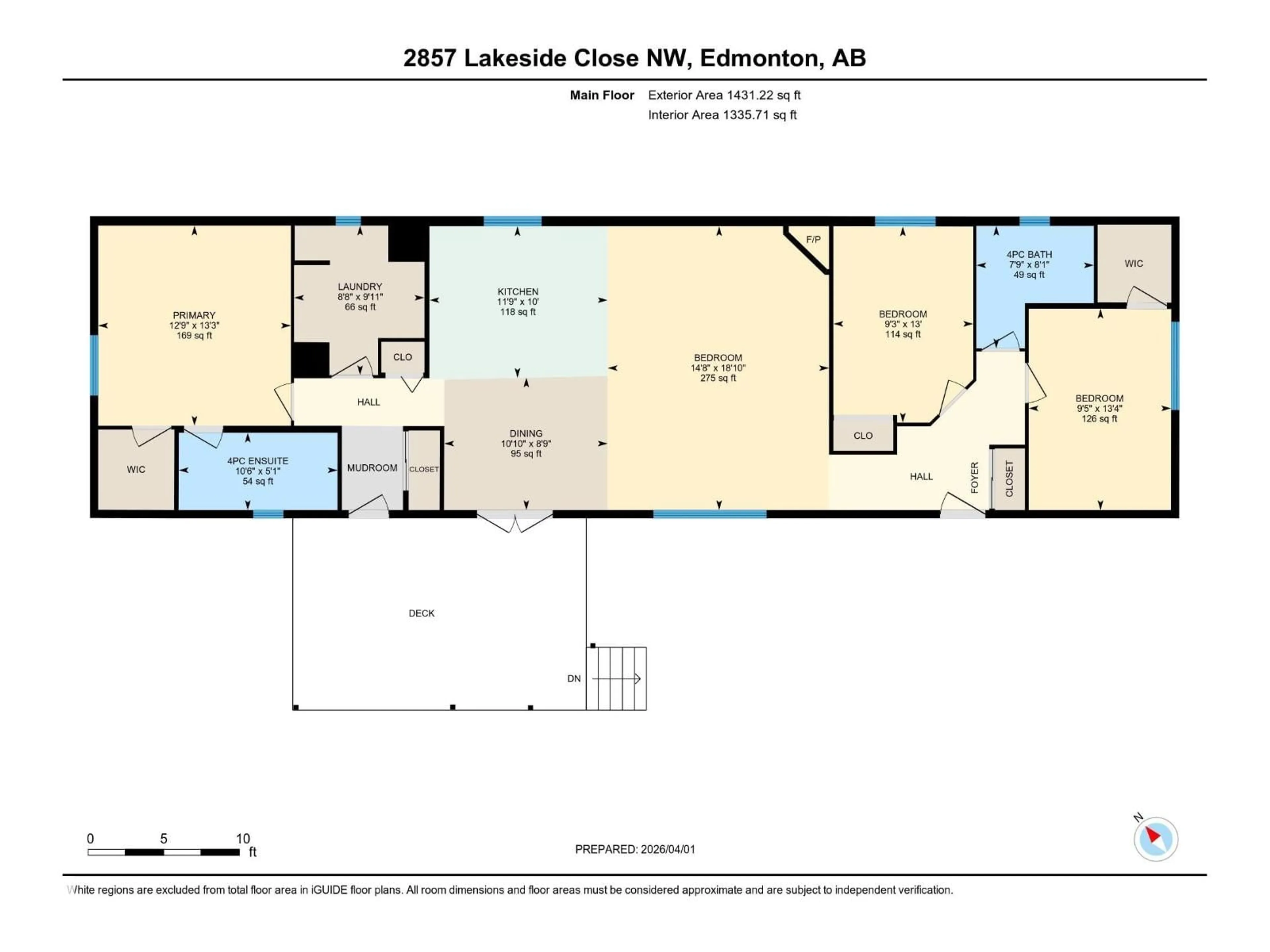 Floor plan for NW - 2857 LAKESIDE CL, Edmonton Alberta T5S1T7