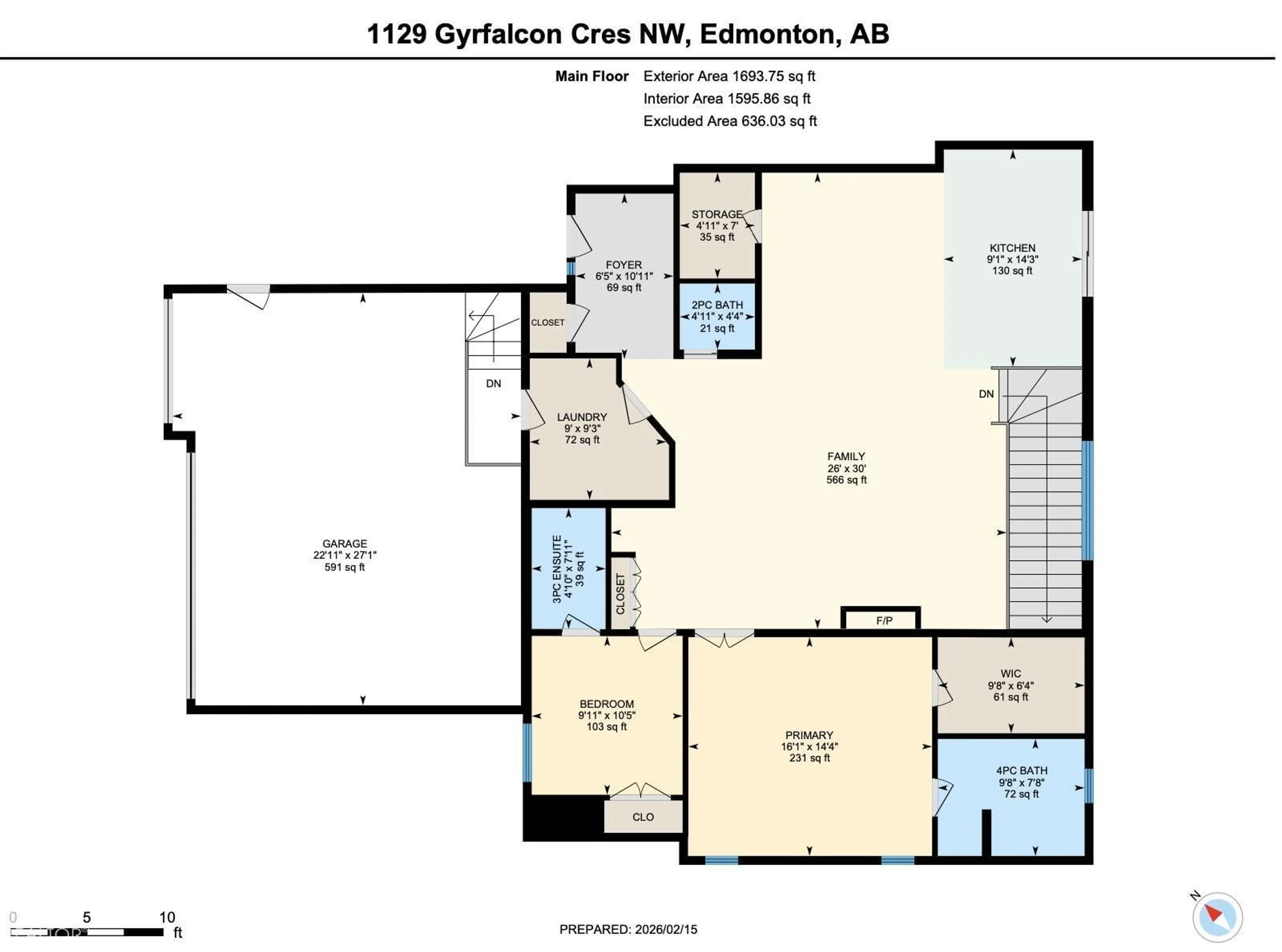 Floor plan for 1129 GYRFALCON CR, Edmonton Alberta T5S0S5