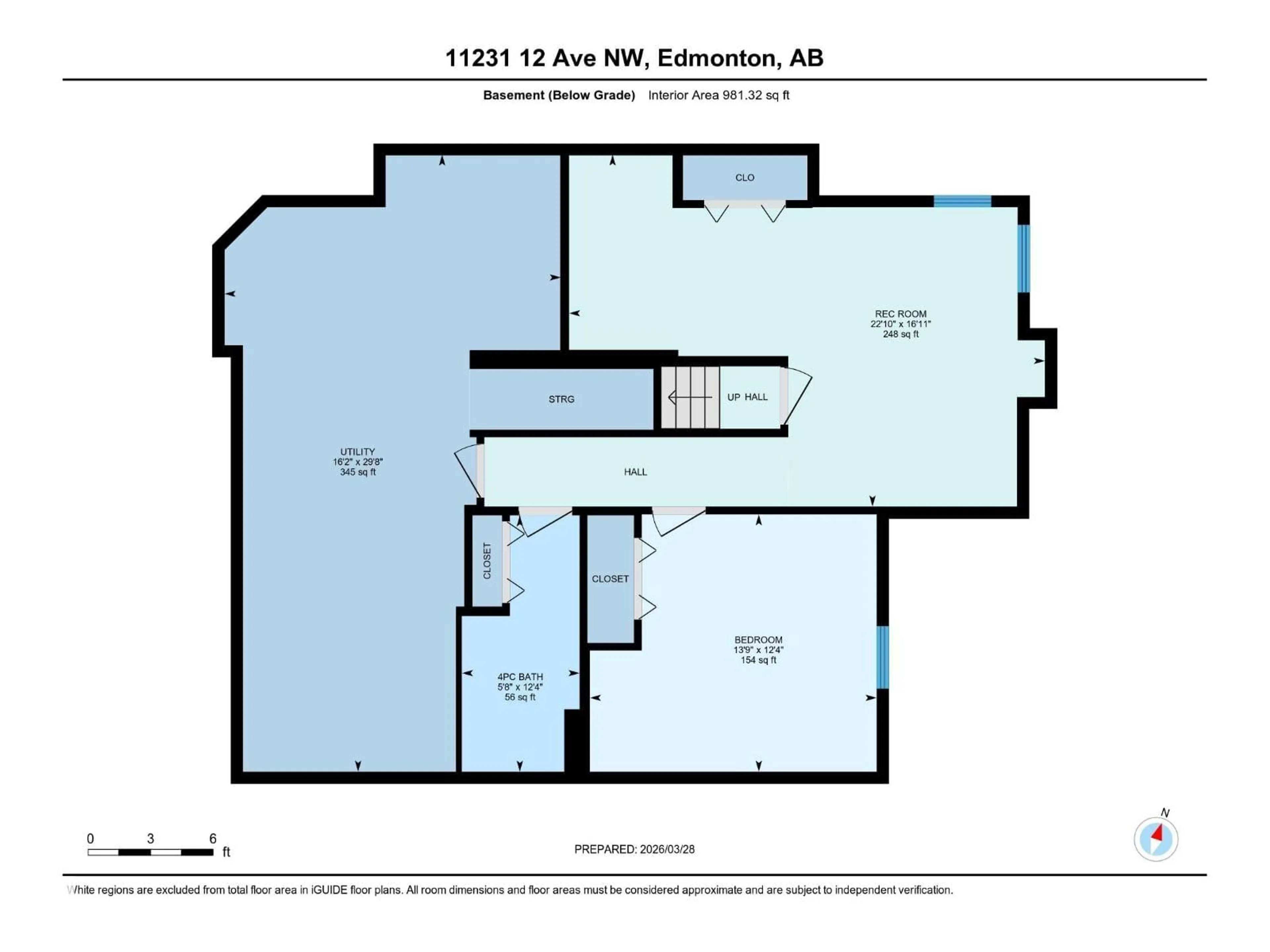 Floor plan for NW - 11231 12 AV, Edmonton Alberta T6J6V6
