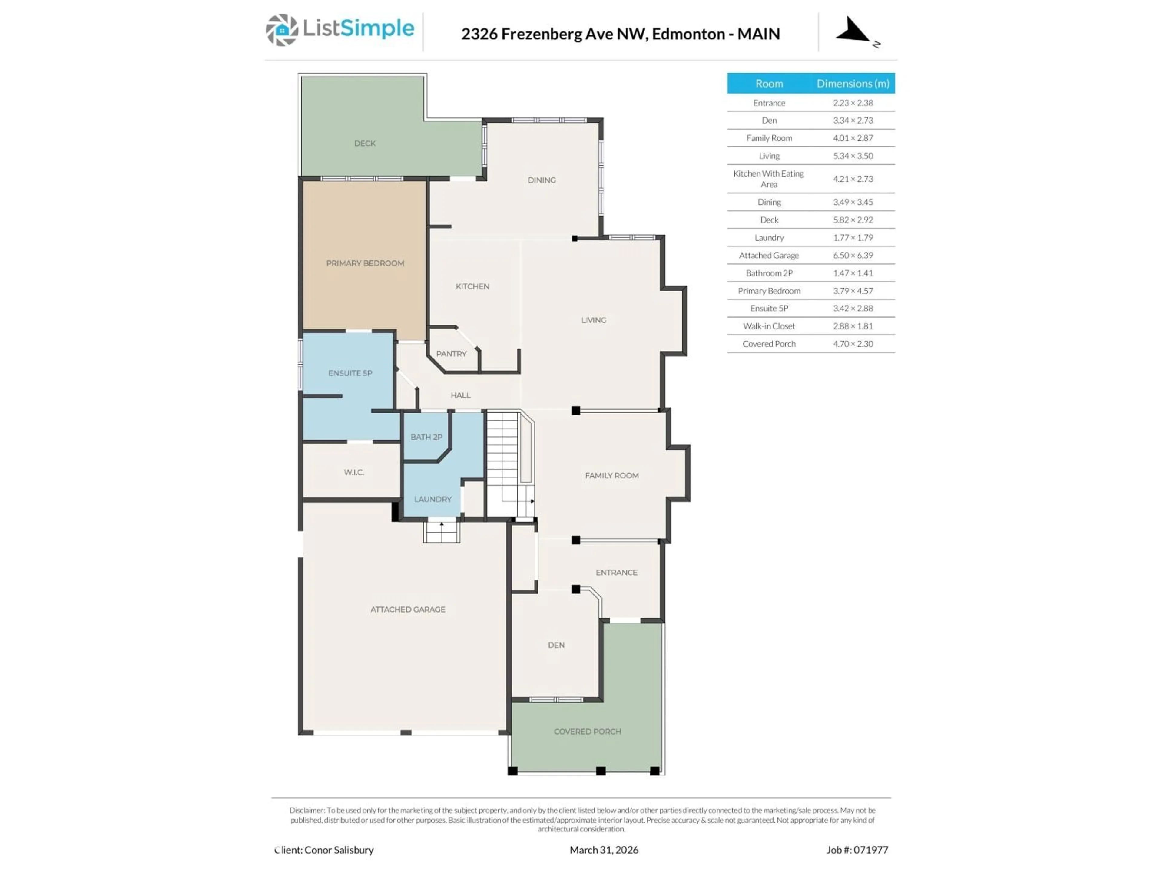 Floor plan for 2326 FREZENBERG AV, Edmonton Alberta T5E5R9