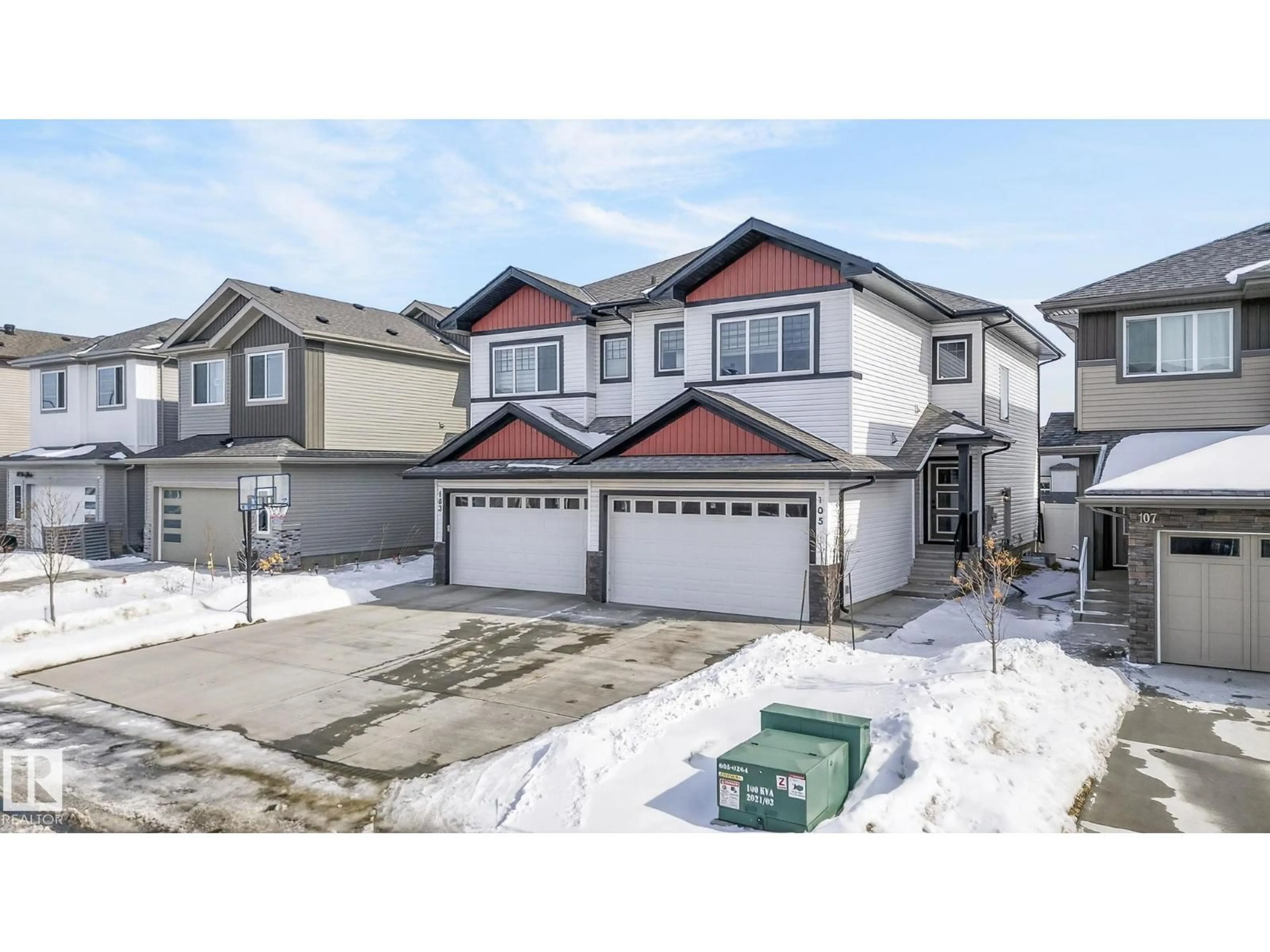 A pic from outside/outdoor area/front of a property/back of a property/a pic from drone, street for 105 ELM ST, Fort Saskatchewan Alberta T8L0X8