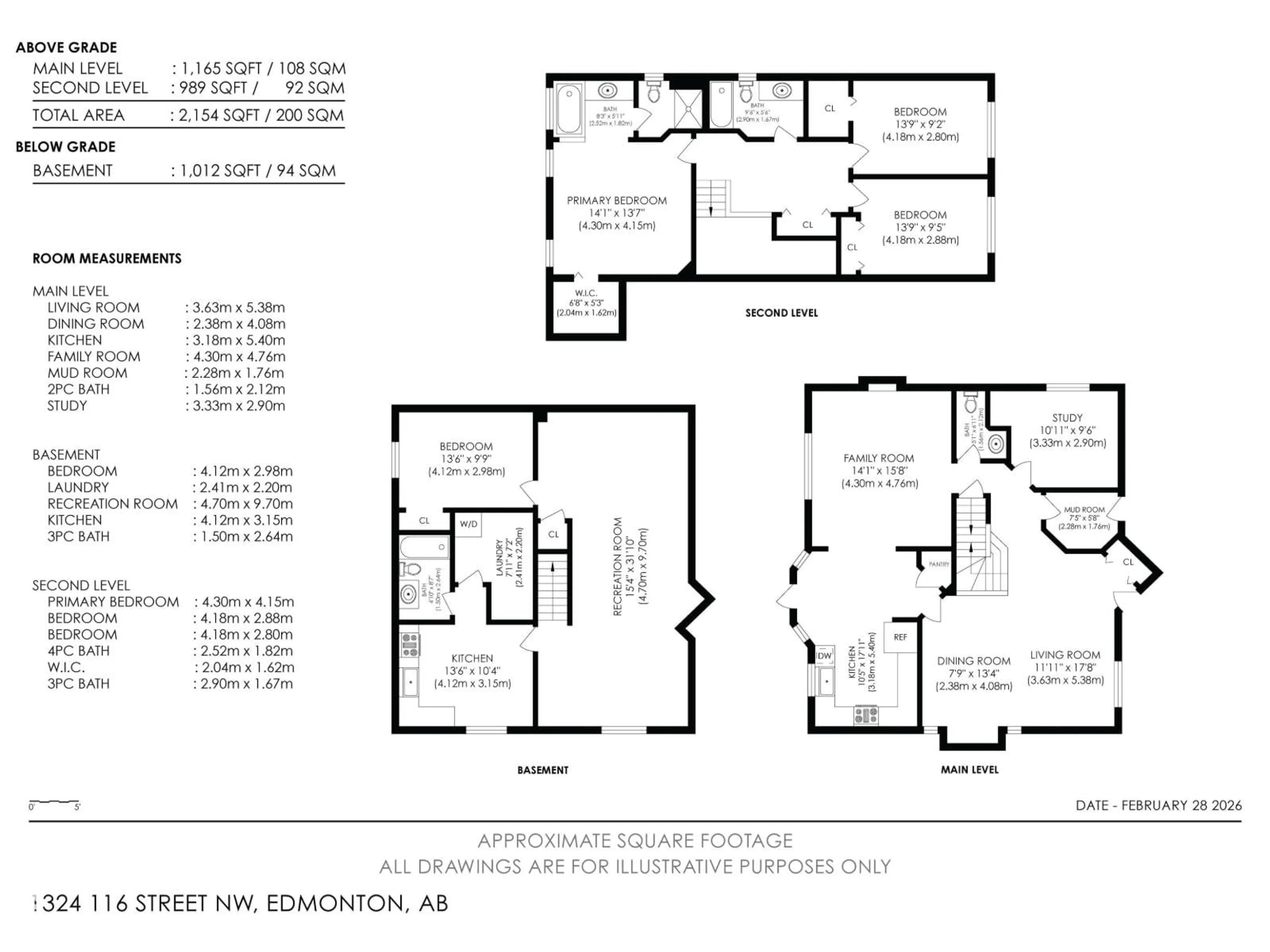 Floor plan for NW - 1324 116 ST, Edmonton Alberta T6J7B3