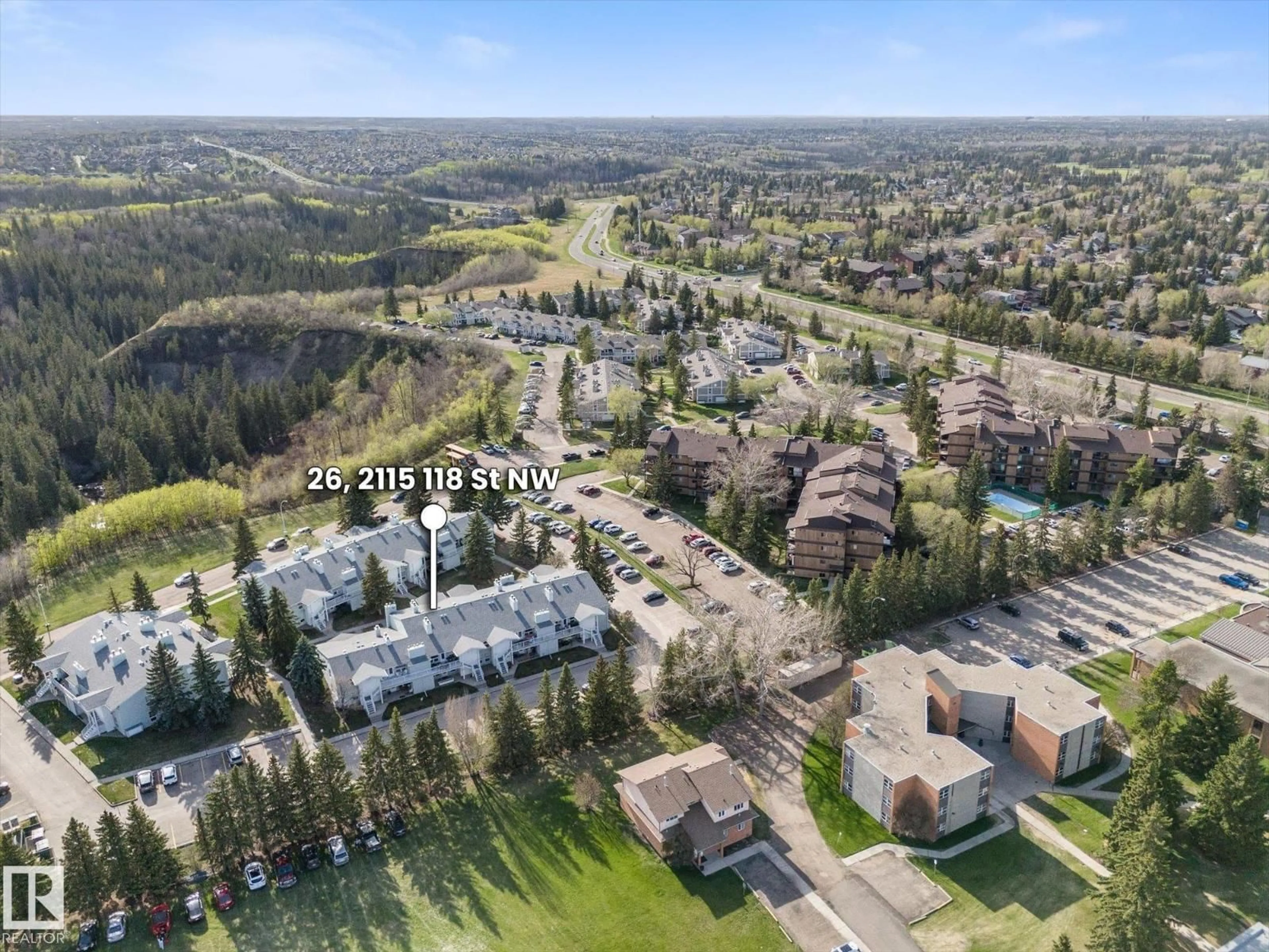 A pic from outside/outdoor area/front of a property/back of a property/a pic from drone, unknown for 26 - 2115 118 ST, Edmonton Alberta T6J5N1