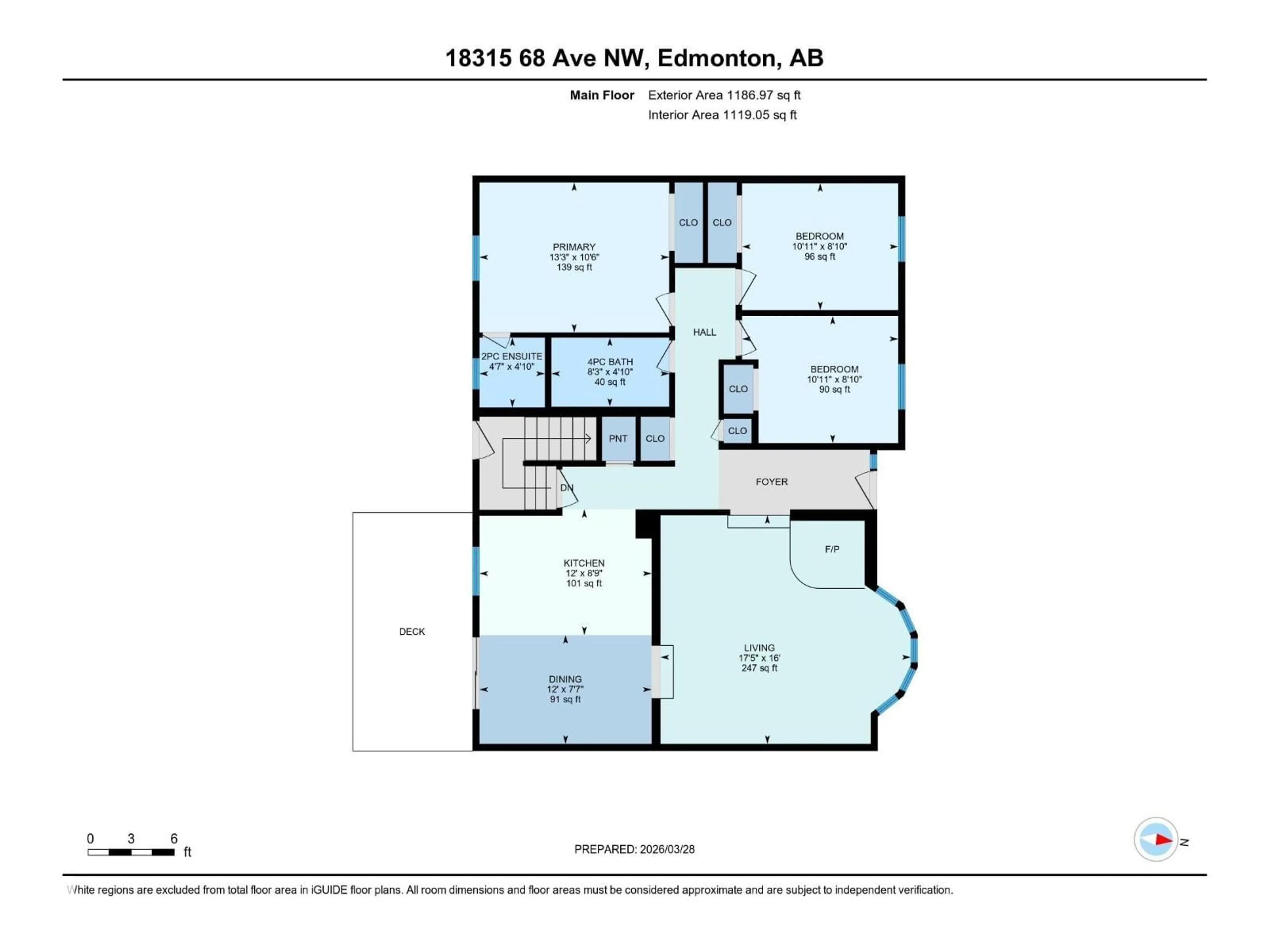 Floor plan for 18315 68 AV, Edmonton Alberta T5T2H5