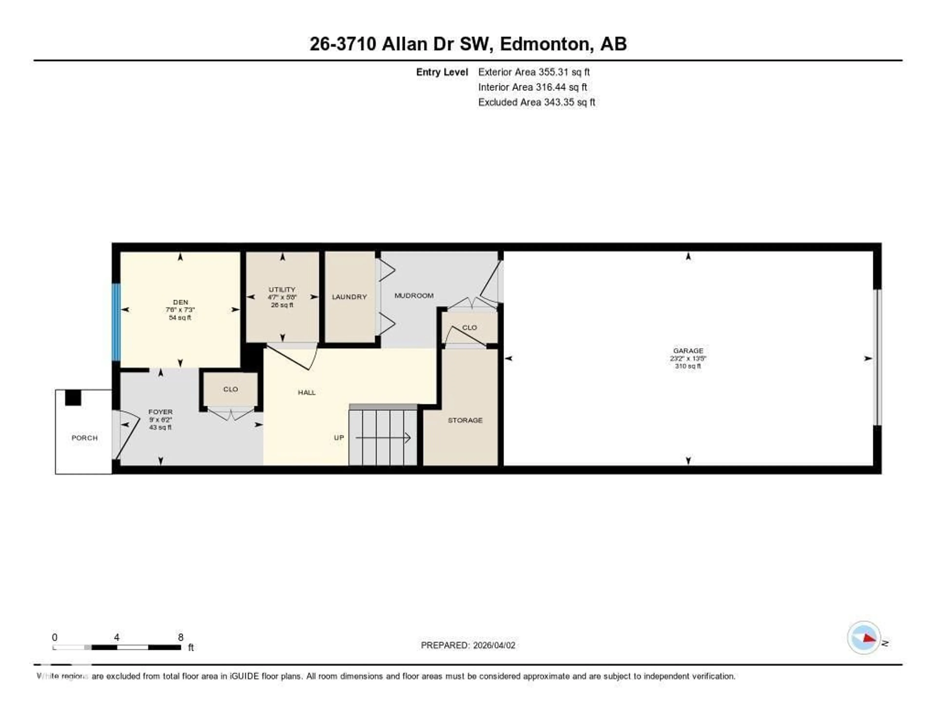 Floor plan for #26 - 3710 ALLAN DR, Edmonton Alberta T6W2C4