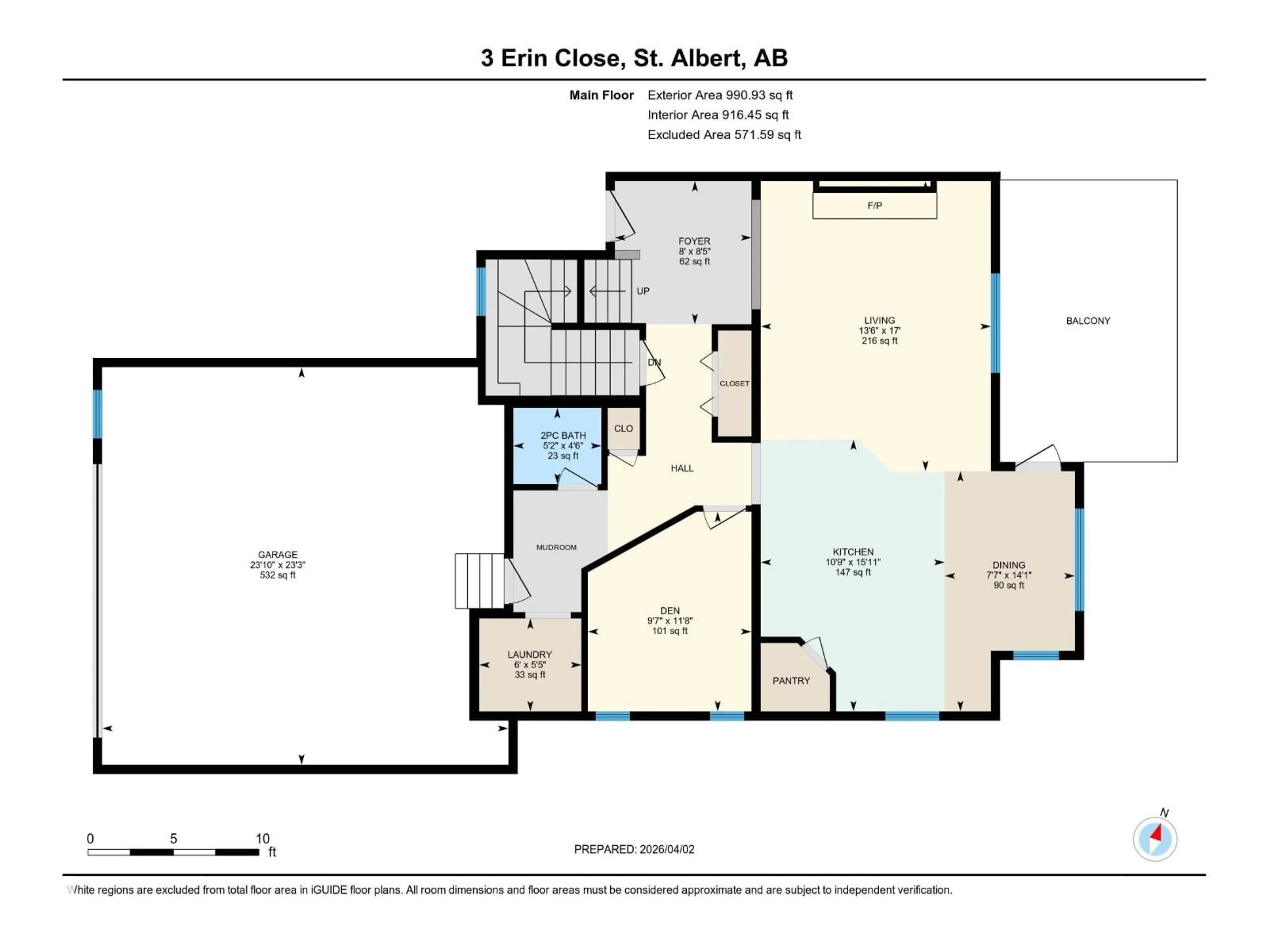 Floor plan for 3 ERIN CL, St. Albert Alberta T8N7J8