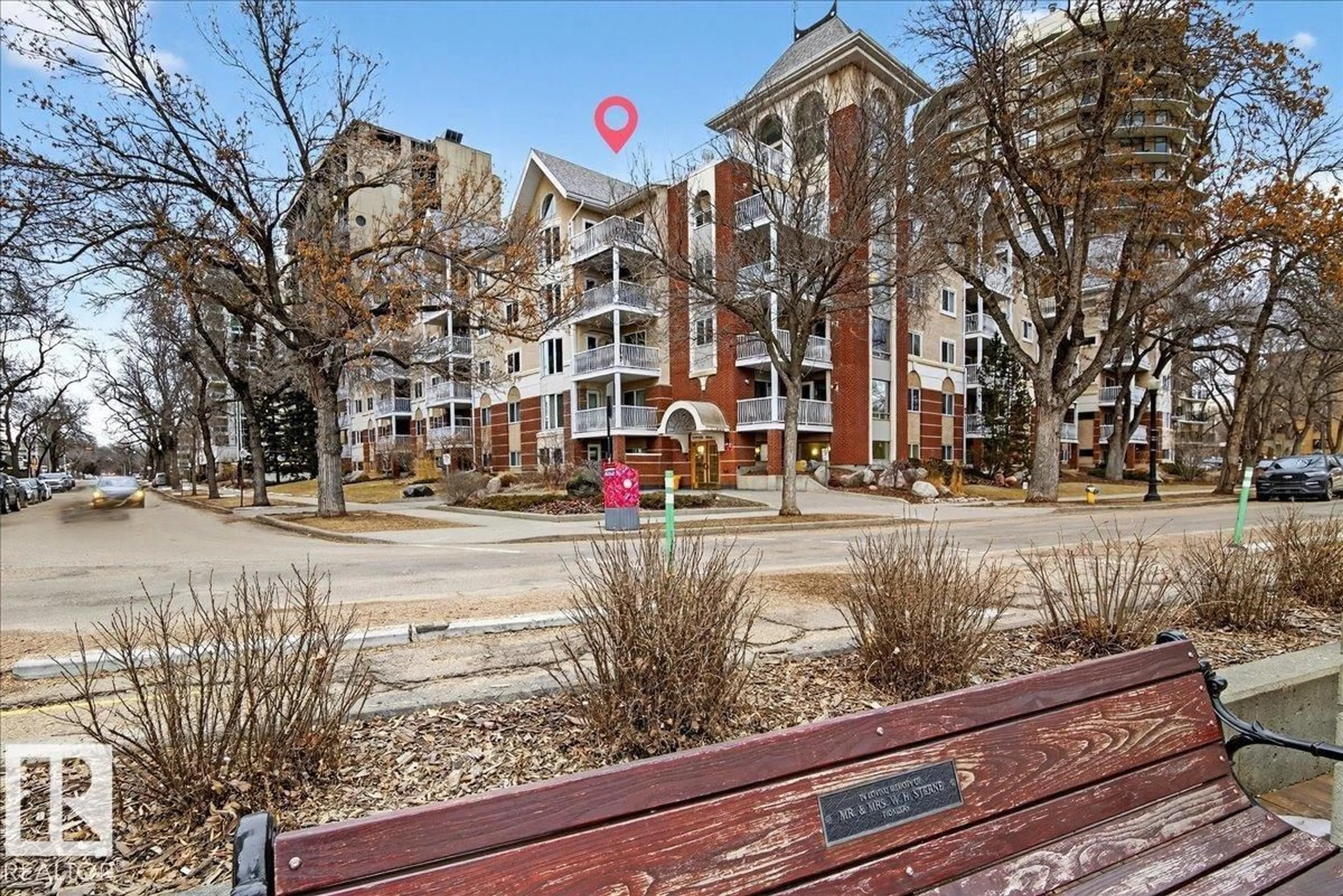 A pic from outside/outdoor area/front of a property/back of a property/a pic from drone, street for #307 - 11716 100 AV, Edmonton Alberta T5K2G3