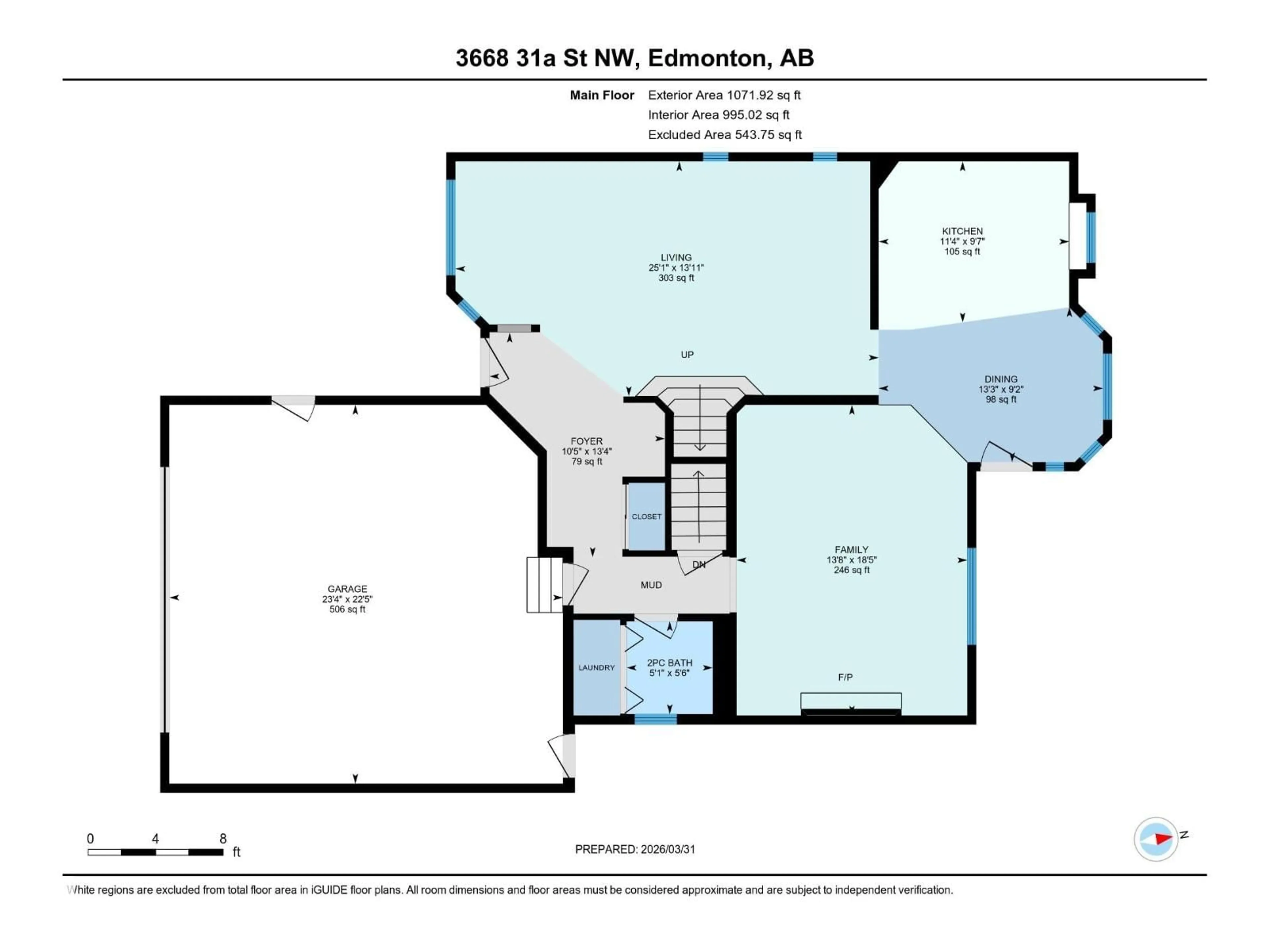 Floor plan for 3668 31A ST NW, Edmonton Alberta T6T1H6