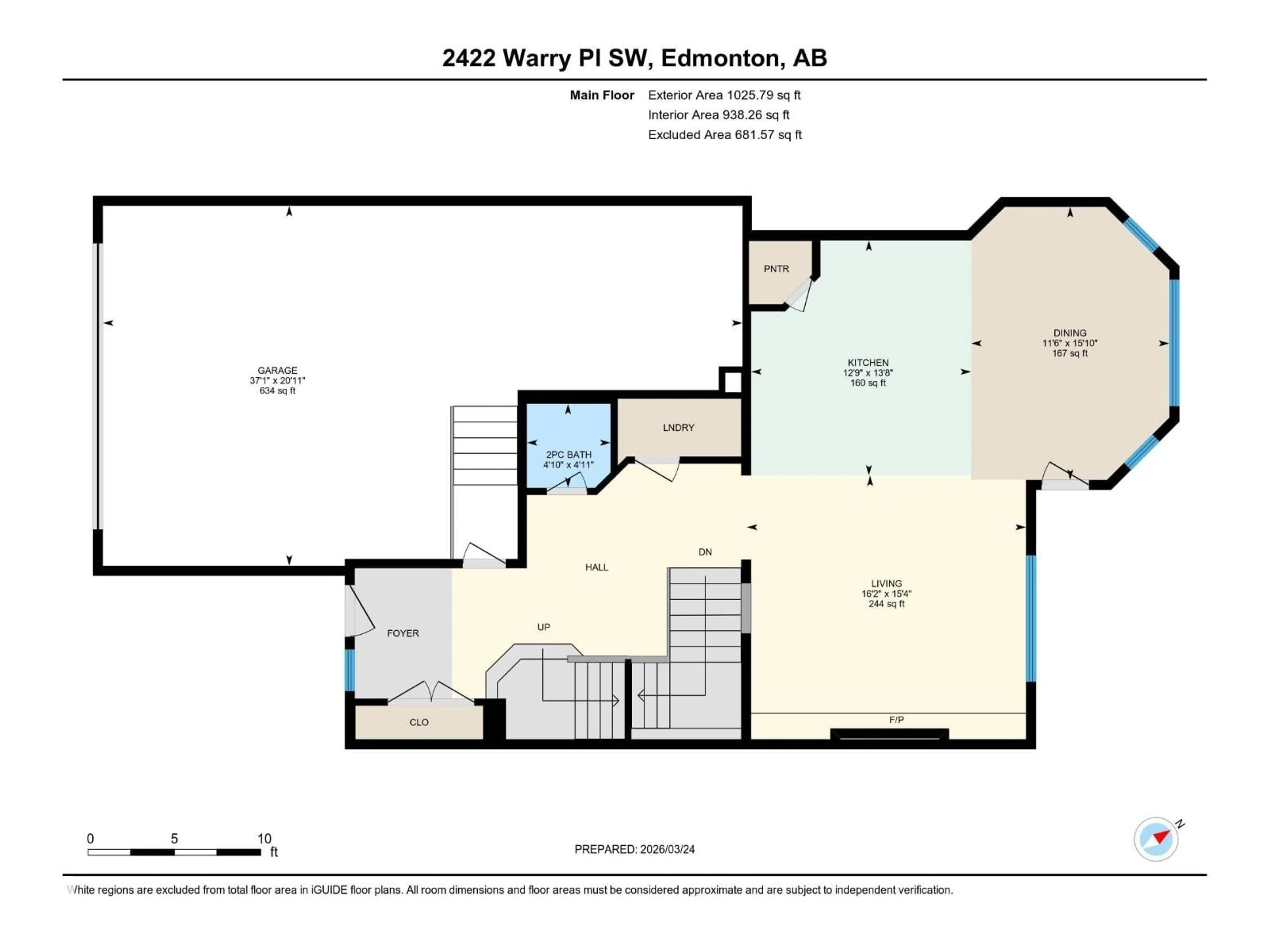 Floor plan for 2422 WARRY PL, Edmonton Alberta T6W0P1