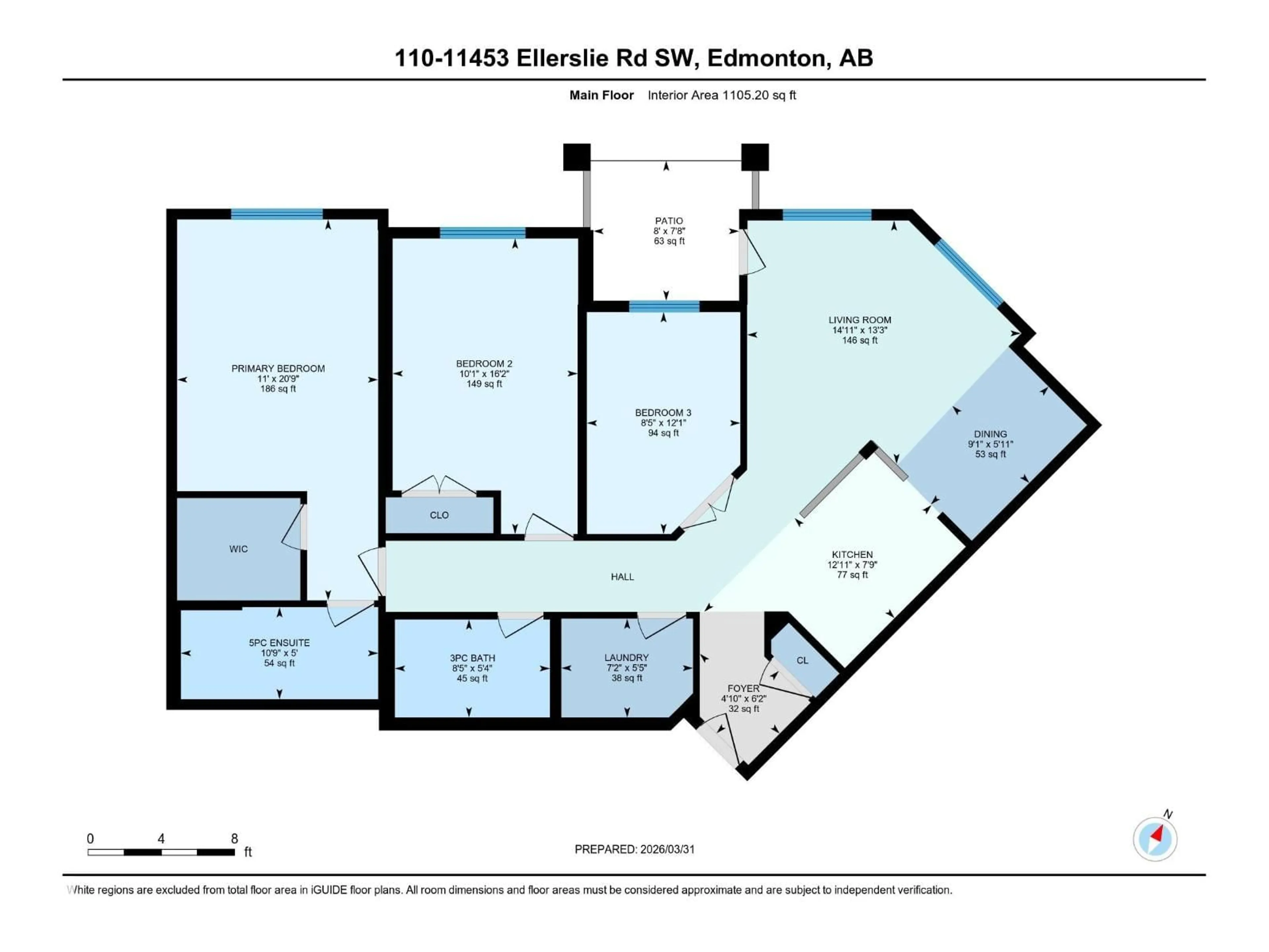 Floor plan for #110 - 11453 ELLERSLIE RD, Edmonton Alberta T6W1T3