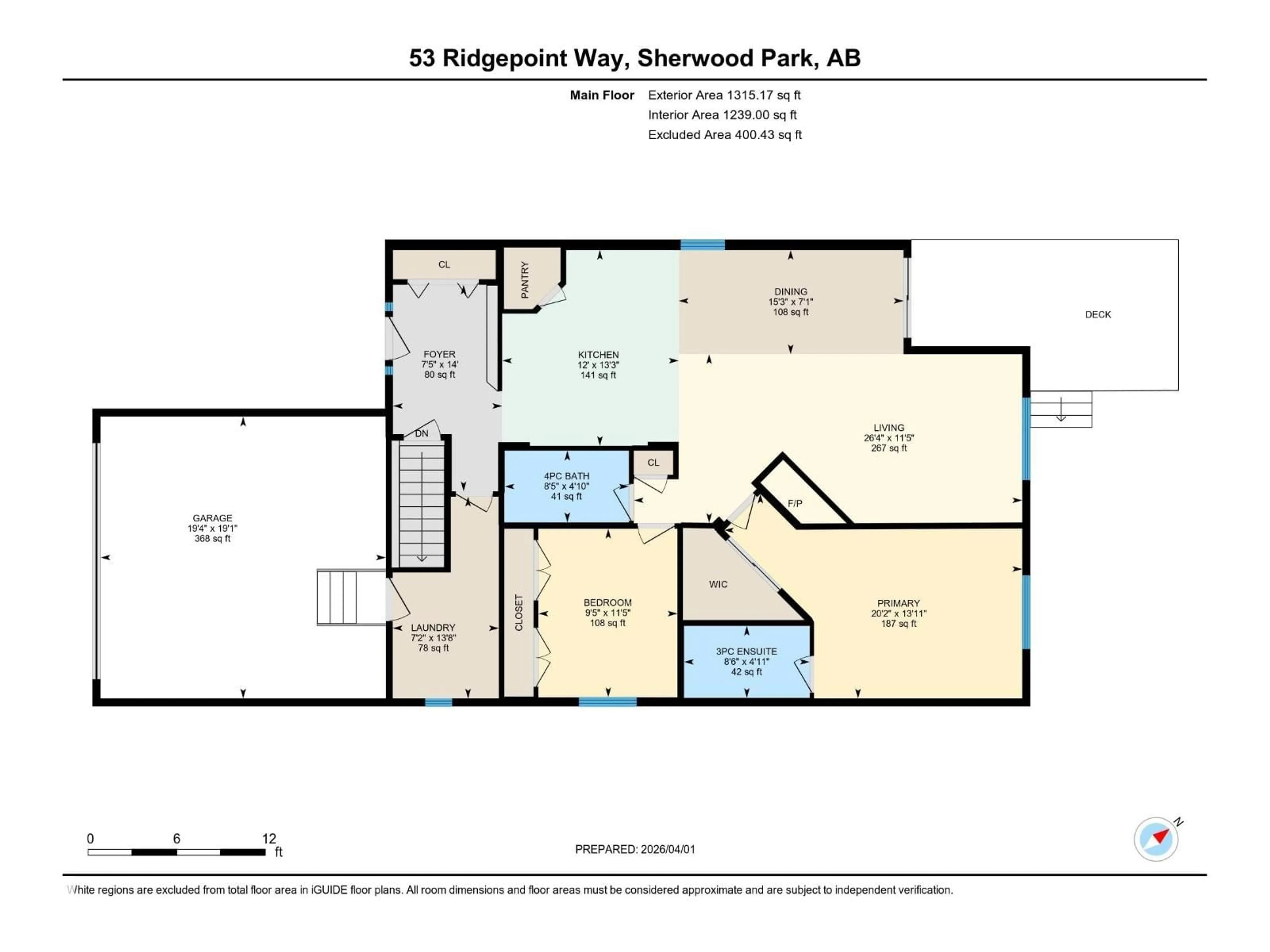 Floor plan for 53 RIDGEPOINT WY, Sherwood Park Alberta T8A6B2
