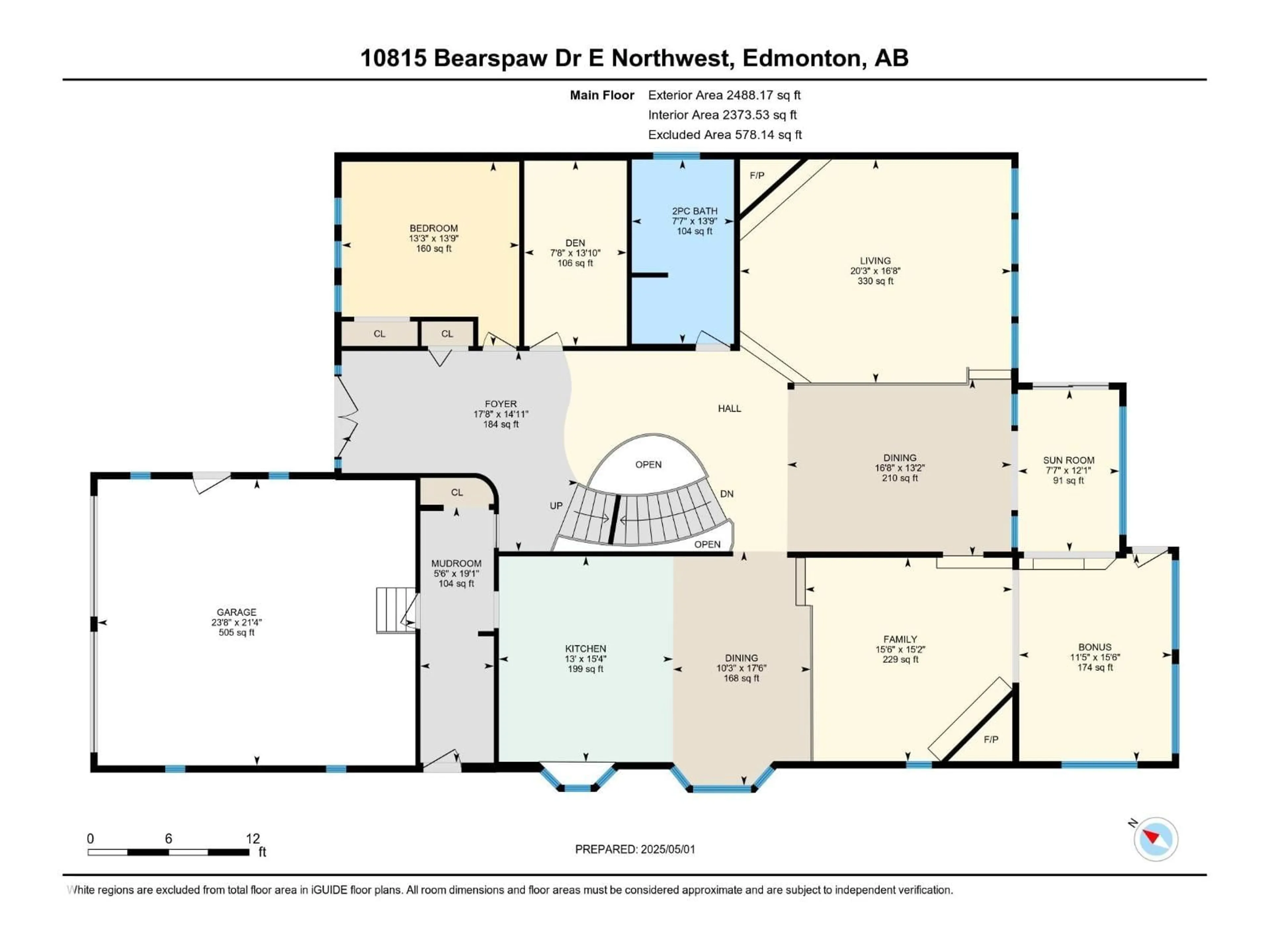 Floor plan for NW - 10815 BEARSPAW DR E, Edmonton Alberta T6J5E1