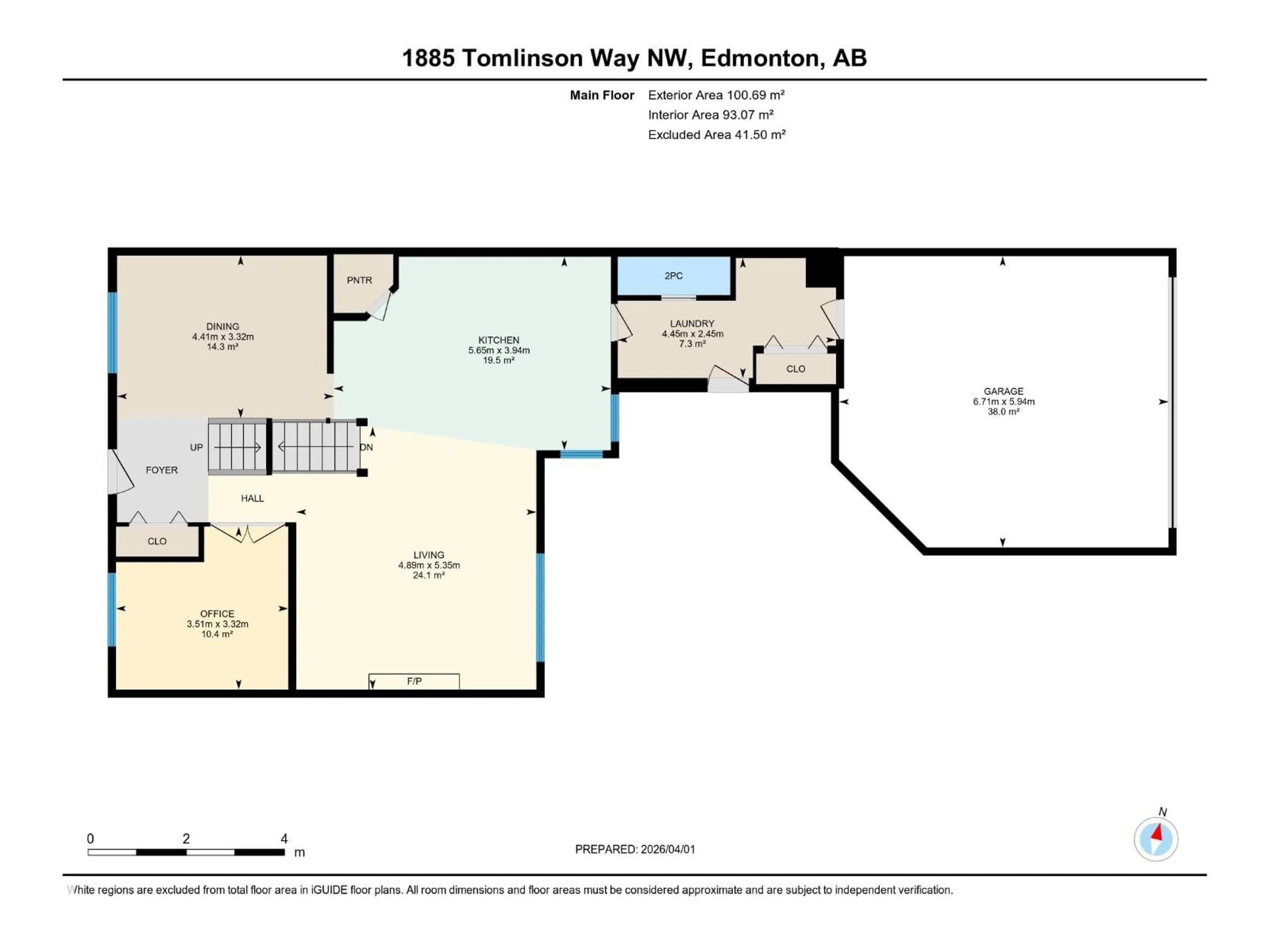 Floor plan for 1885 TOMLINSON WY, Edmonton Alberta T6R2S6