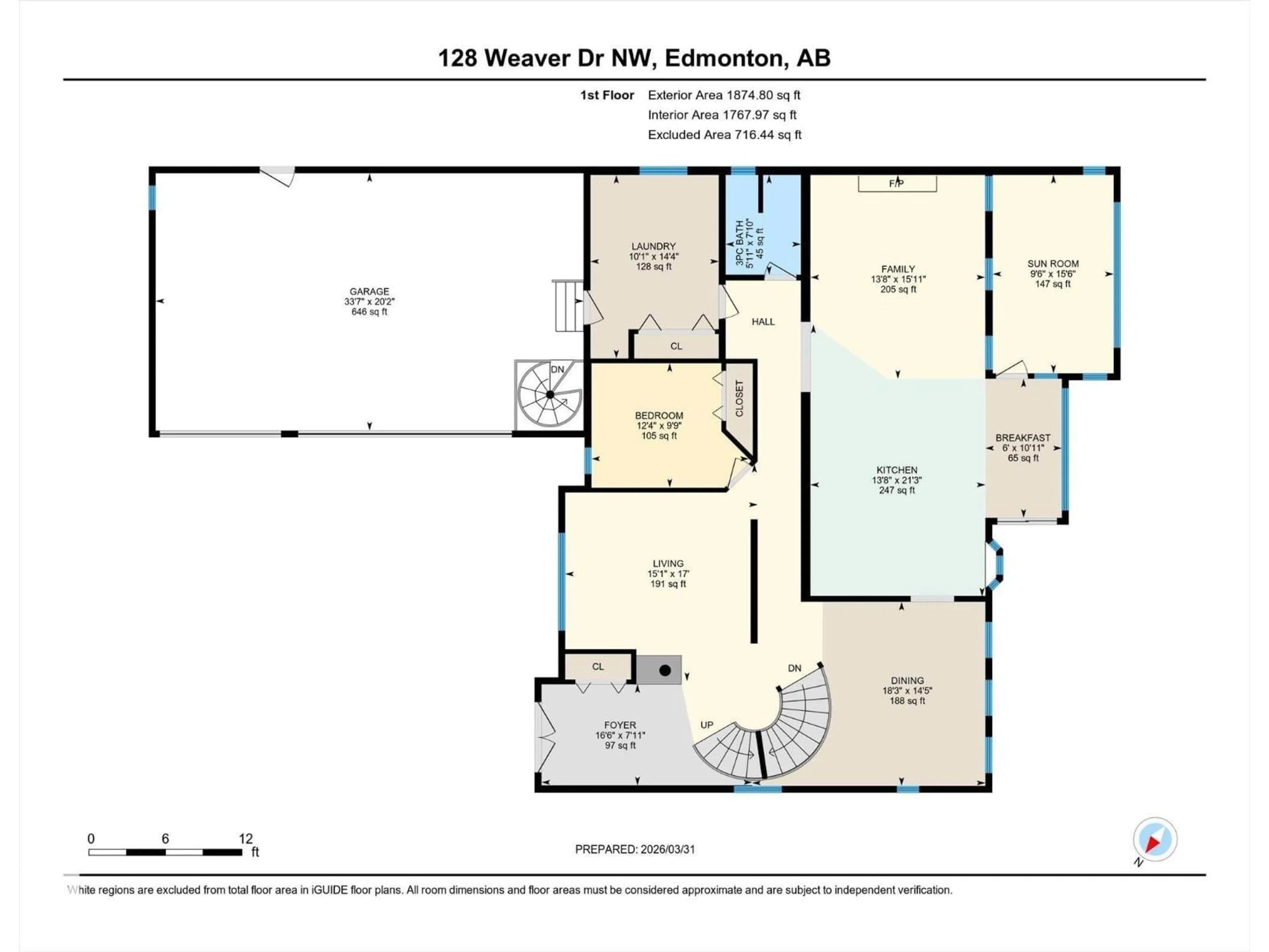 Floor plan for 128 WEAVER DR, Edmonton Alberta T6H2J3