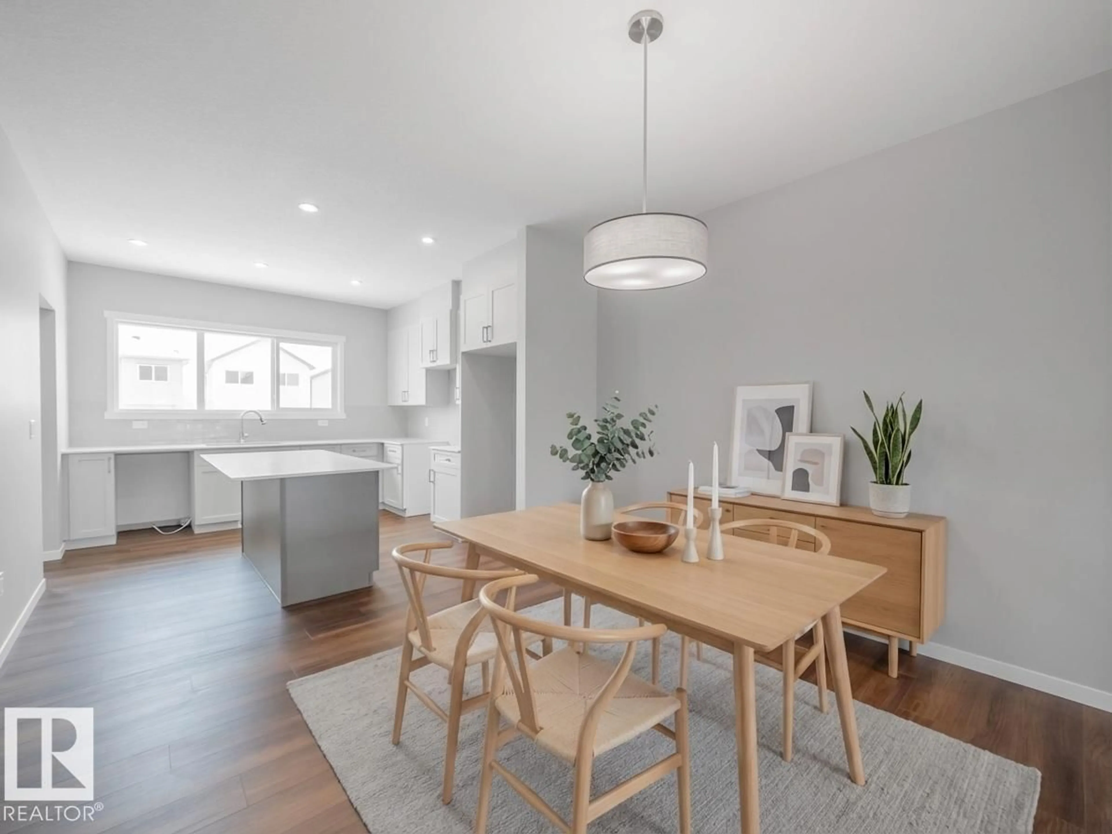 Open concept kitchen, wood/laminate floor for 1040 14 AV, Edmonton Alberta T6T2W7