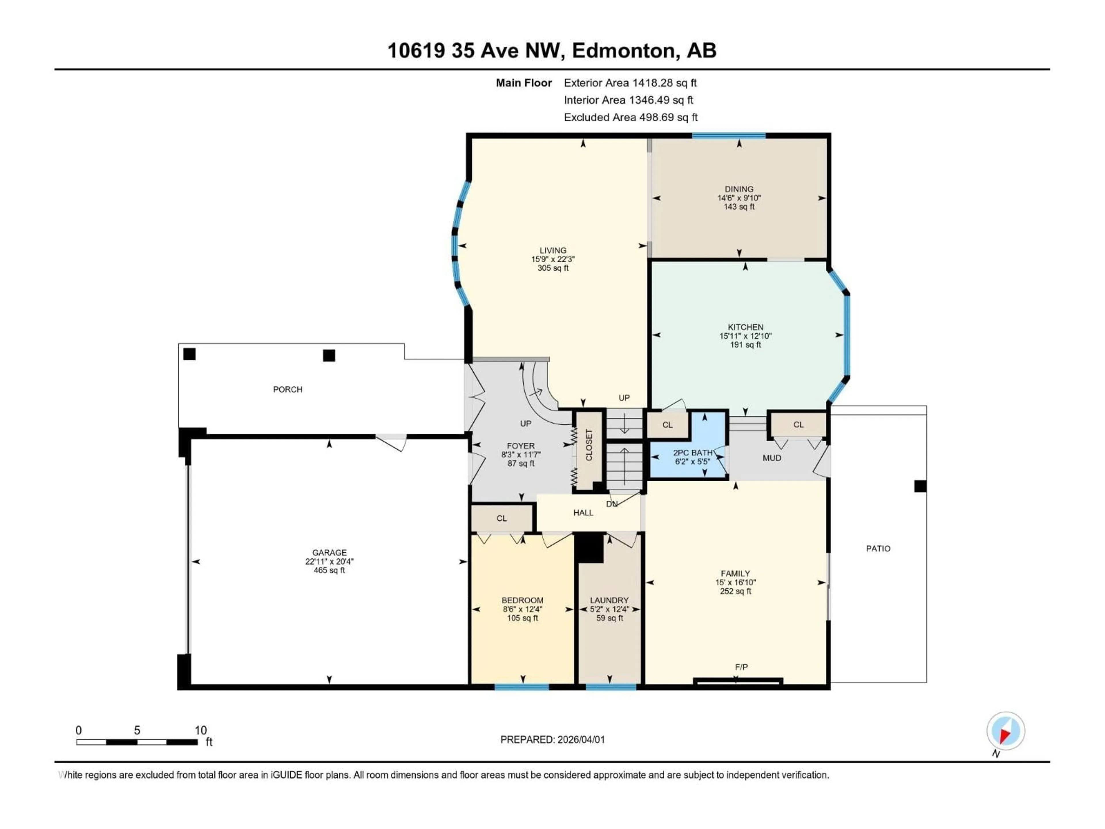 Floor plan for 10619 35 AV, Edmonton Alberta T6J2V8