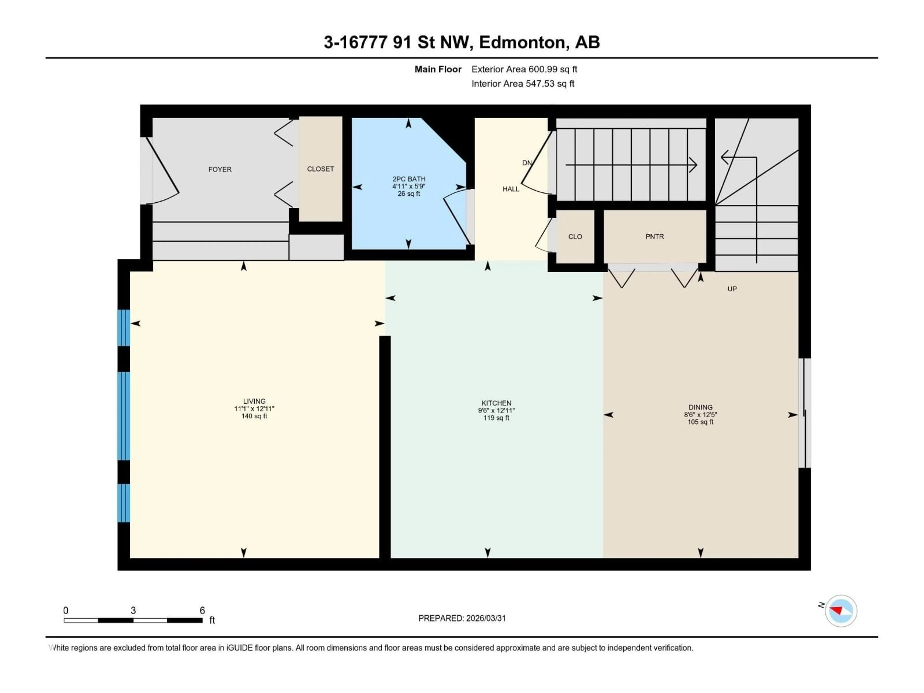 Floor plan for 3 - 16777 91 ST, Edmonton Alberta T5Z3X4