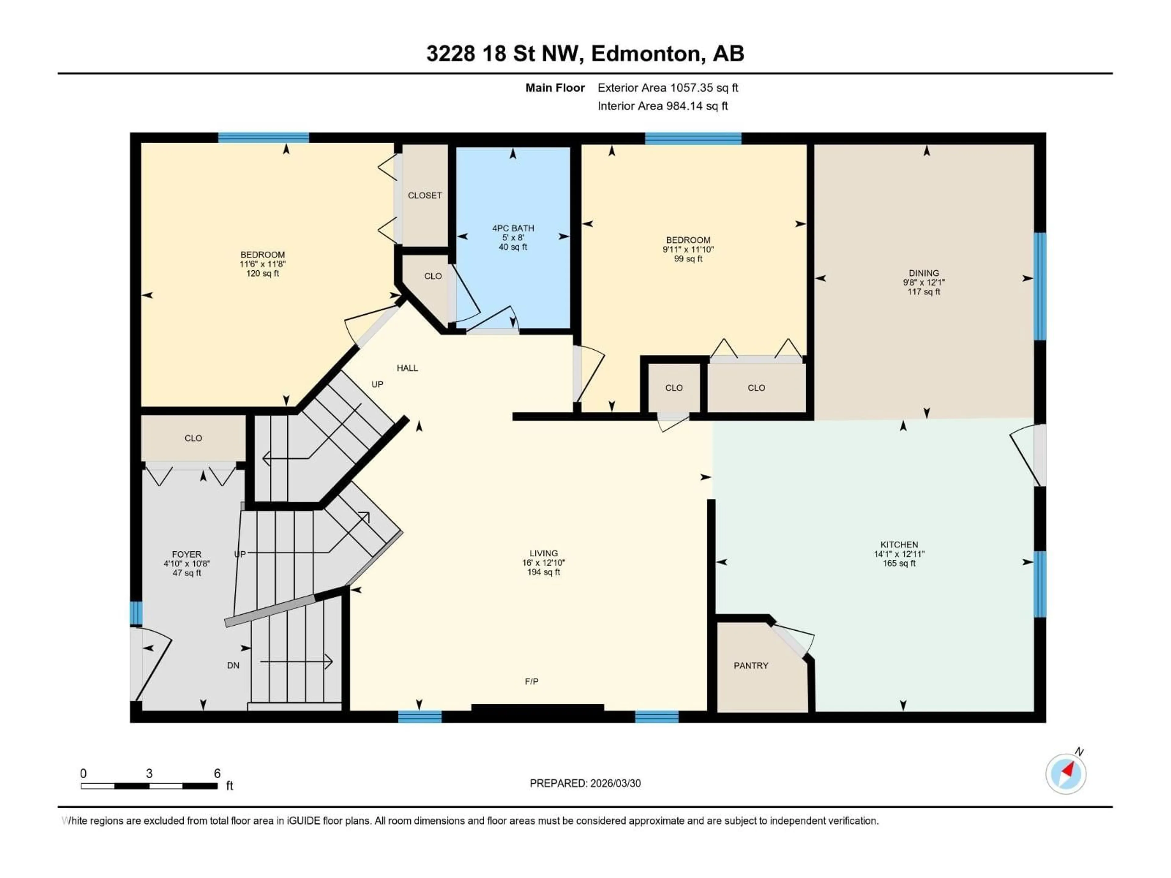 Floor plan for 3228 18 ST, Edmonton Alberta T6T0H2