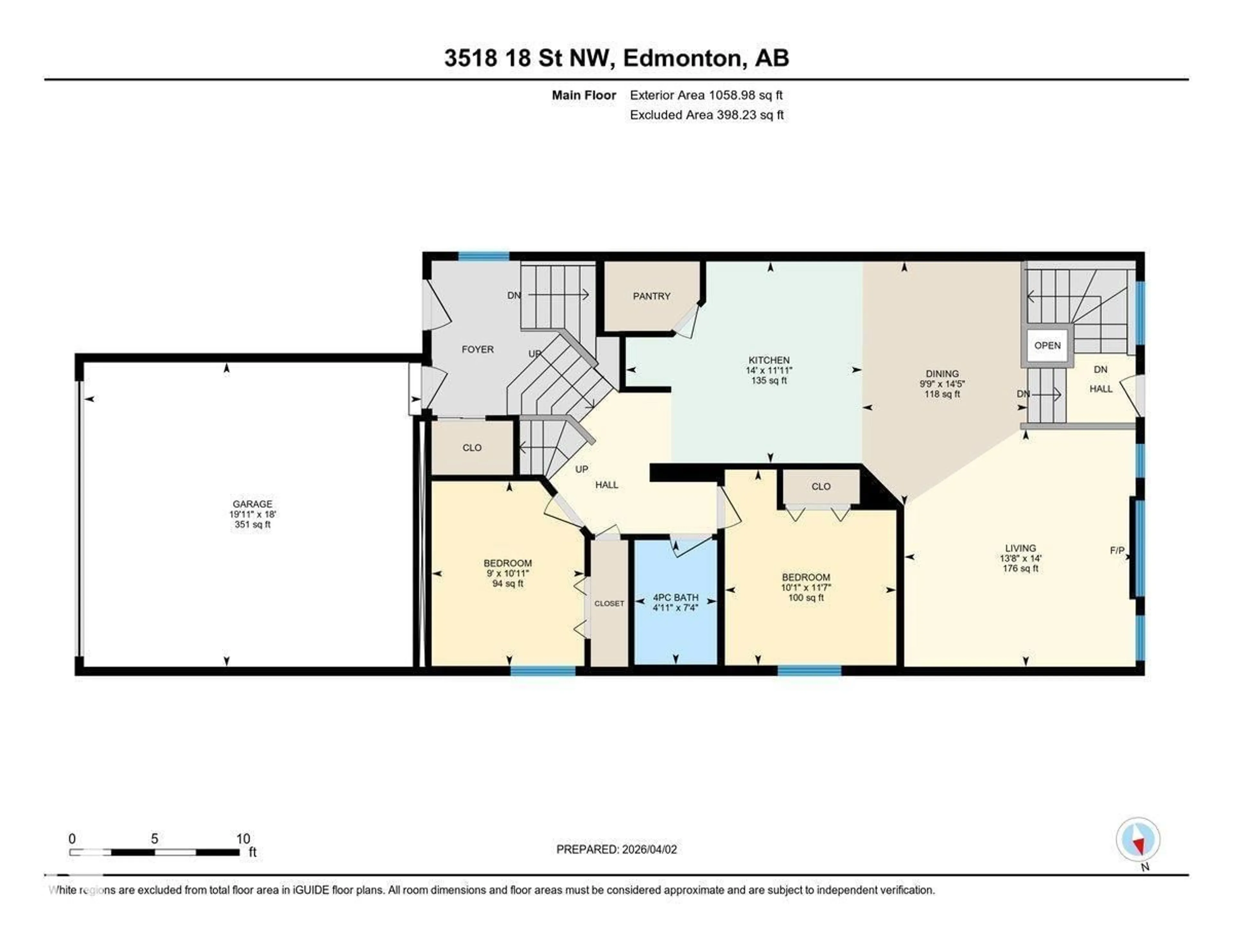 Floor plan for 3518 18 ST, Edmonton Alberta T6T1Z1
