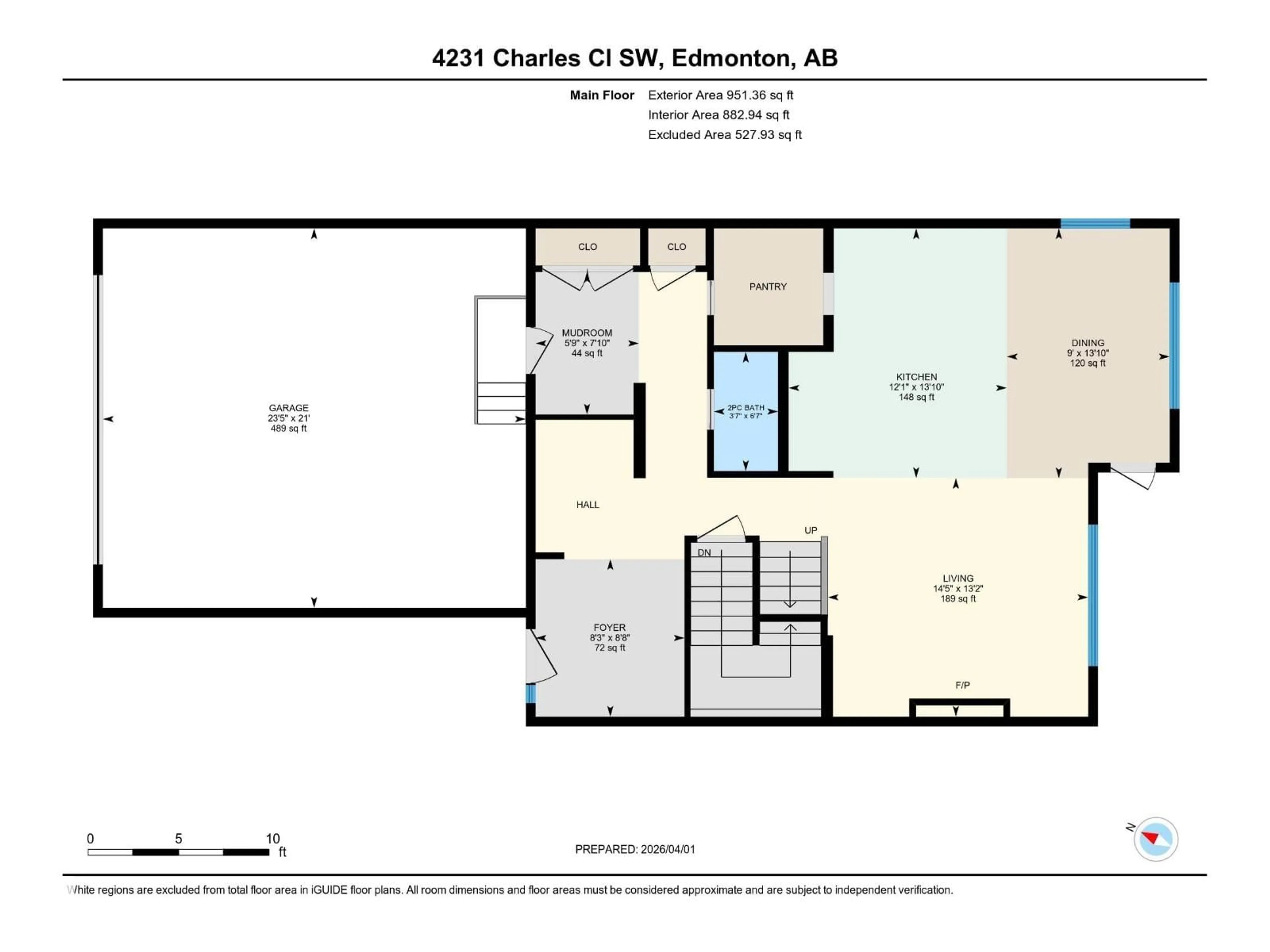 Floor plan for 4231 CHARLES CL, Edmonton Alberta T6W0Z5
