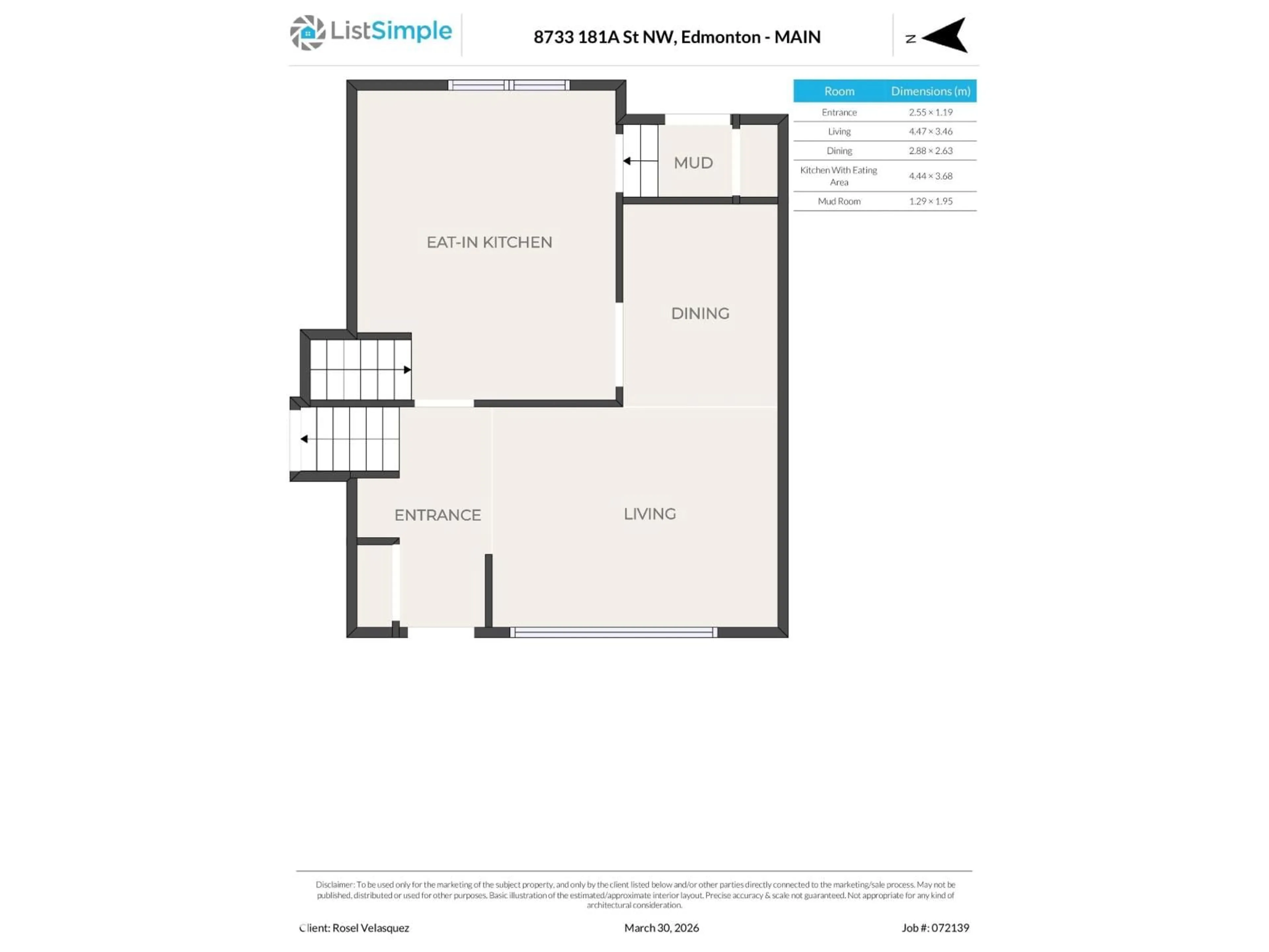 Floor plan for 8733 181A ST, Edmonton Alberta T5T0Y7