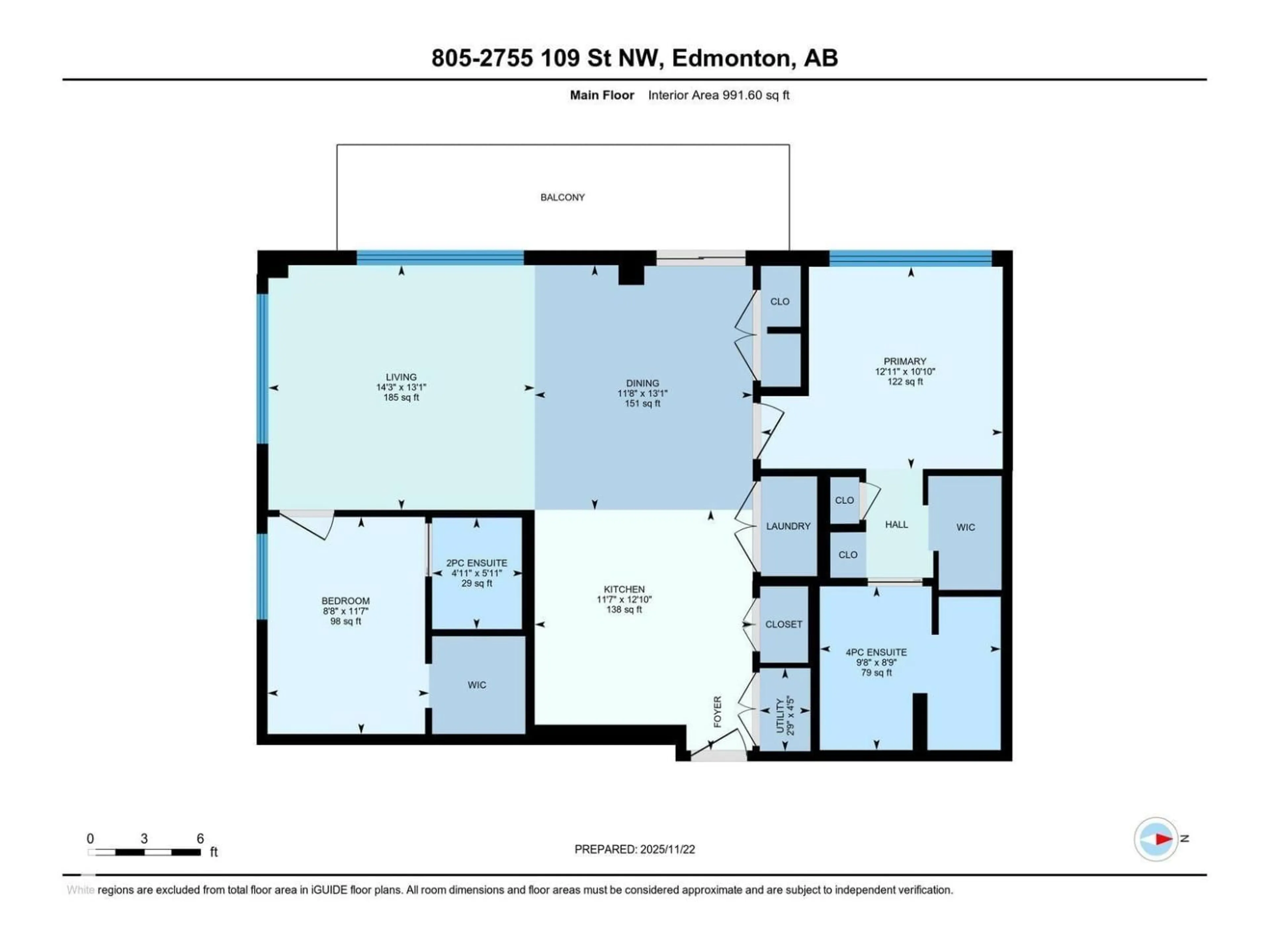 Floor plan for #805 - 2755 109 ST, Edmonton Alberta T6J5S4