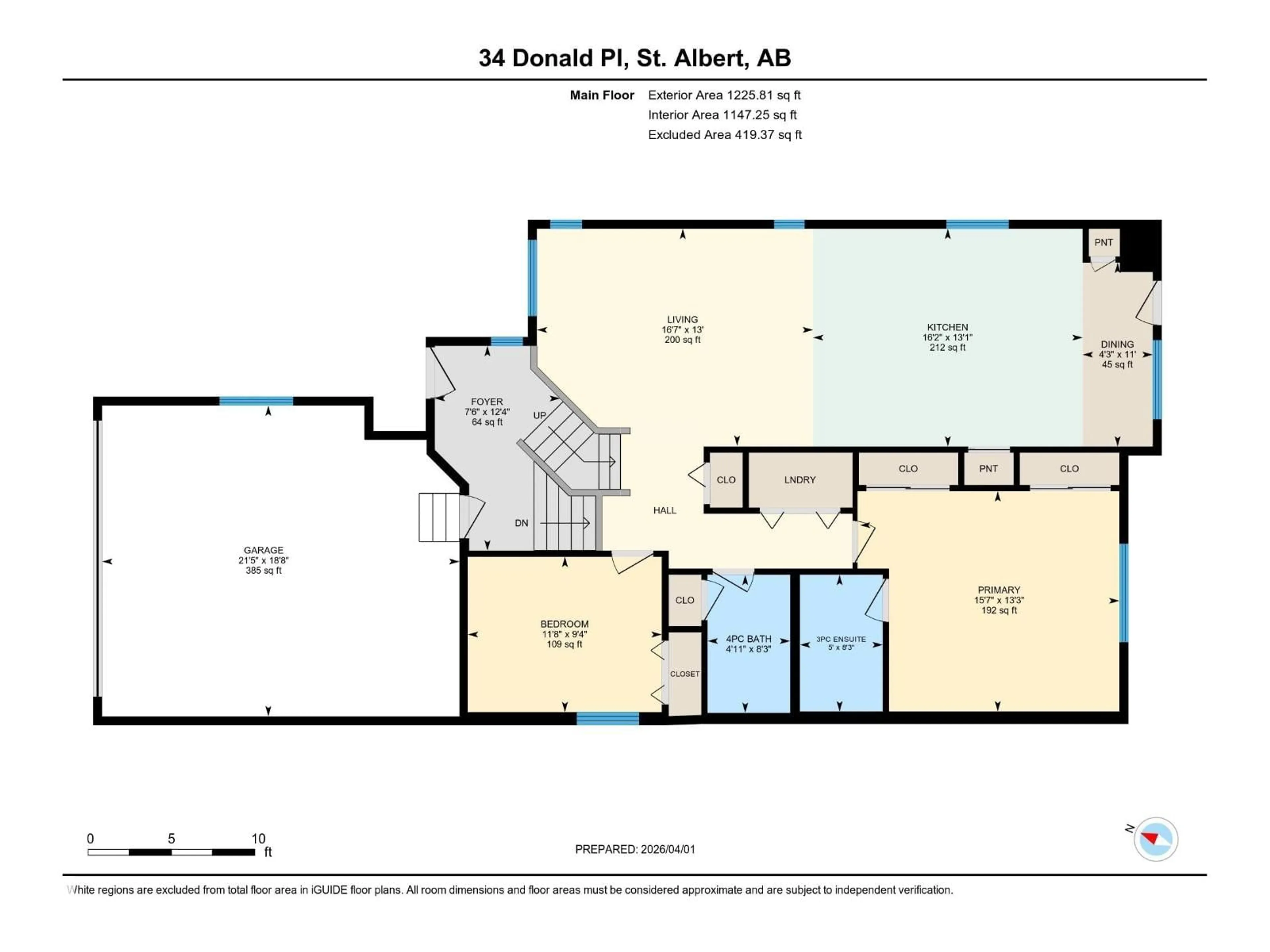 Floor plan for 34 DONALD PL, St. Albert Alberta T8N6H3