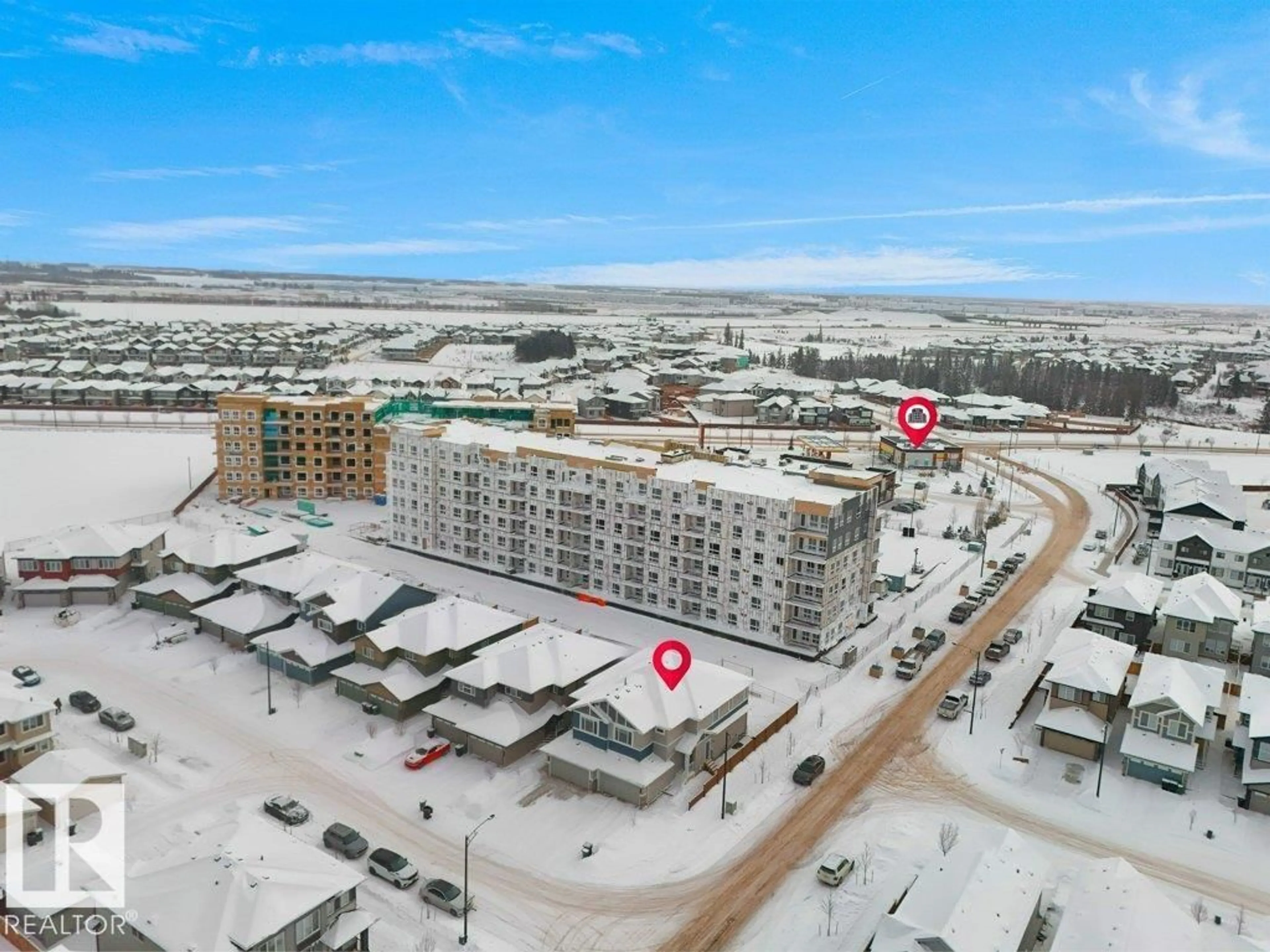 A pic from outside/outdoor area/front of a property/back of a property/a pic from drone, city buildings view from balcony for 1459 CHERNIAK WY, Edmonton Alberta T6W5B1
