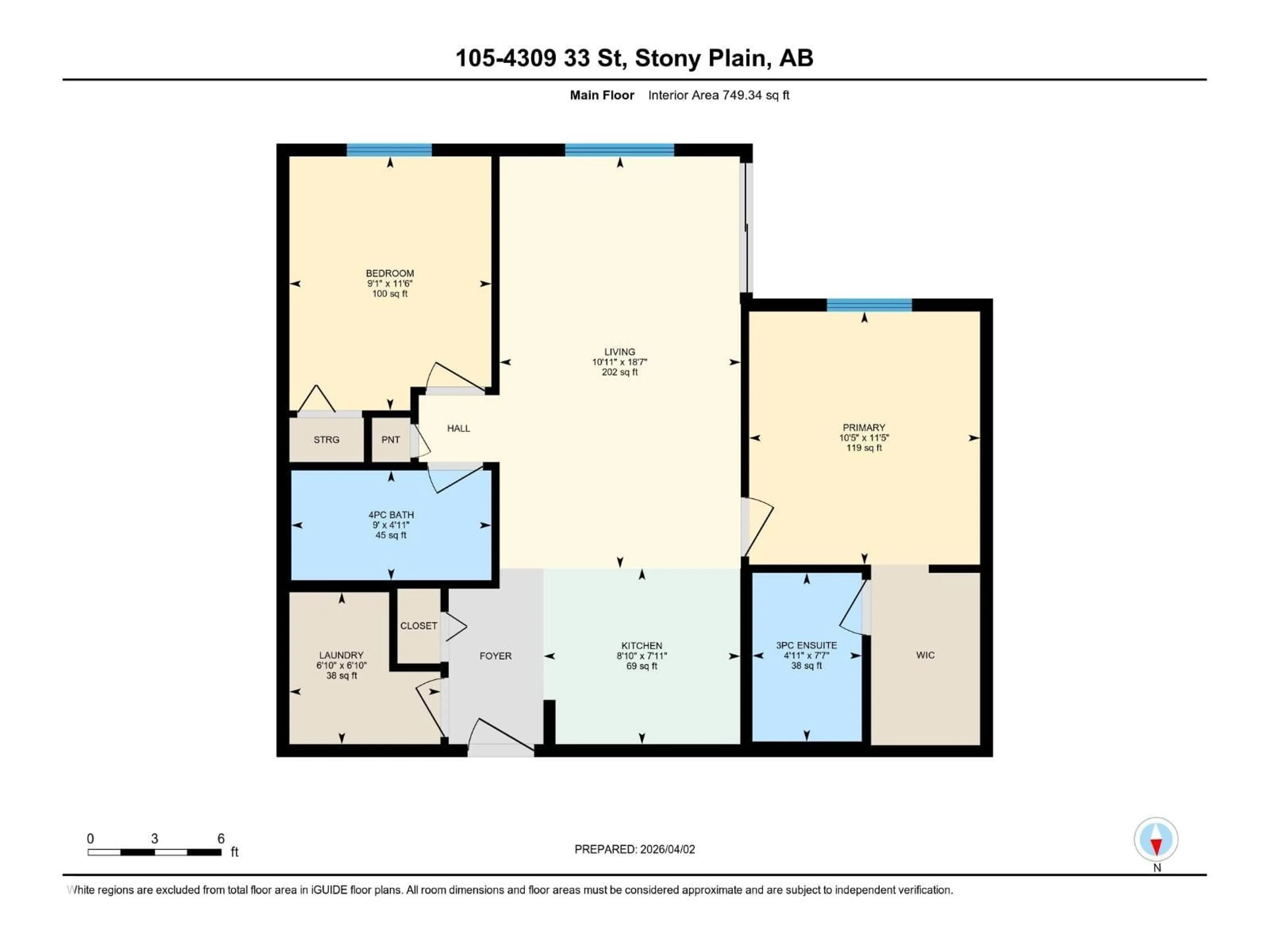 Floor plan for 105 - 4309 33 ST, Stony Plain Alberta T7Z0C4