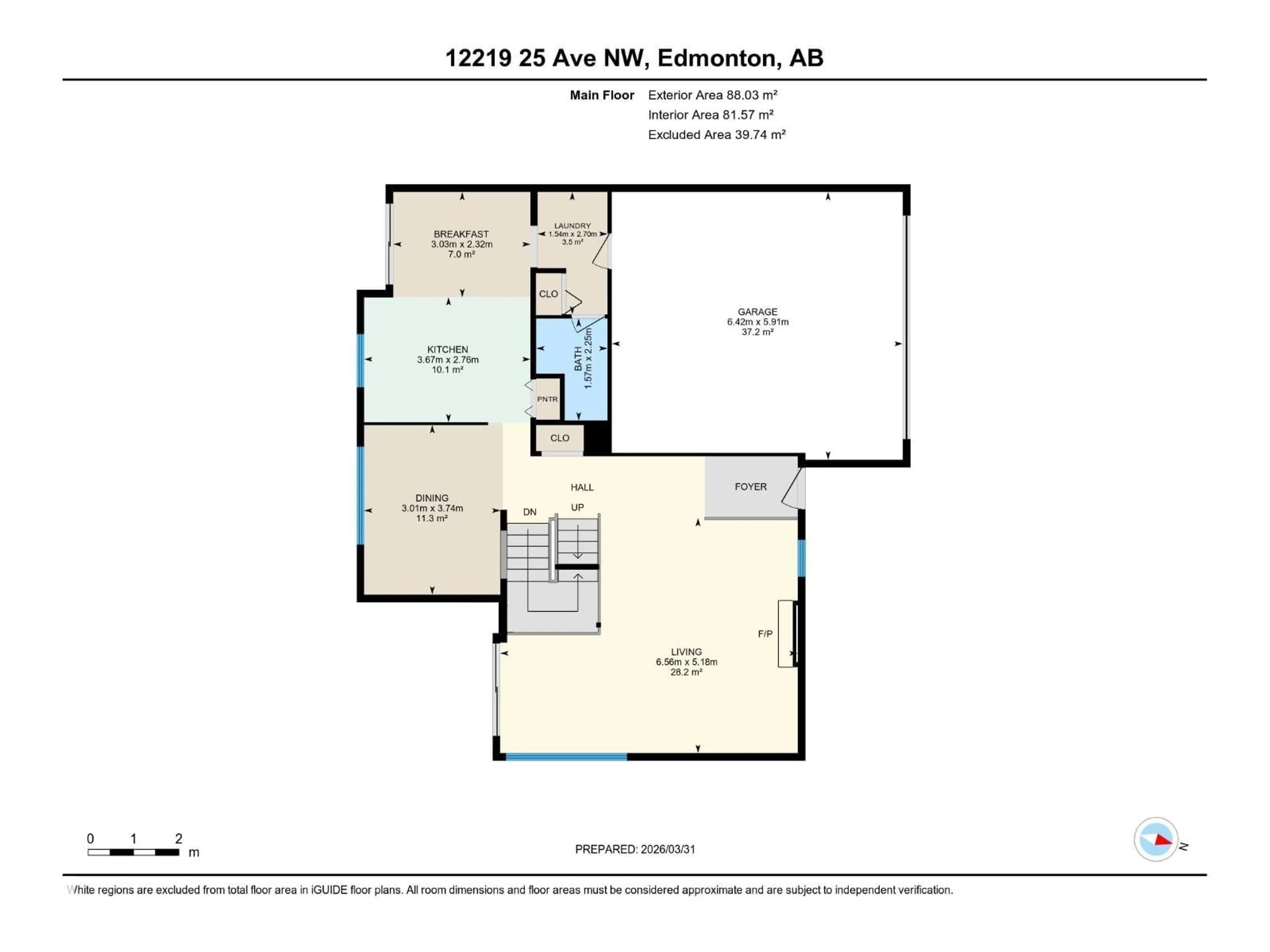 Floor plan for 12219 25 AV, Edmonton Alberta T6J4S7