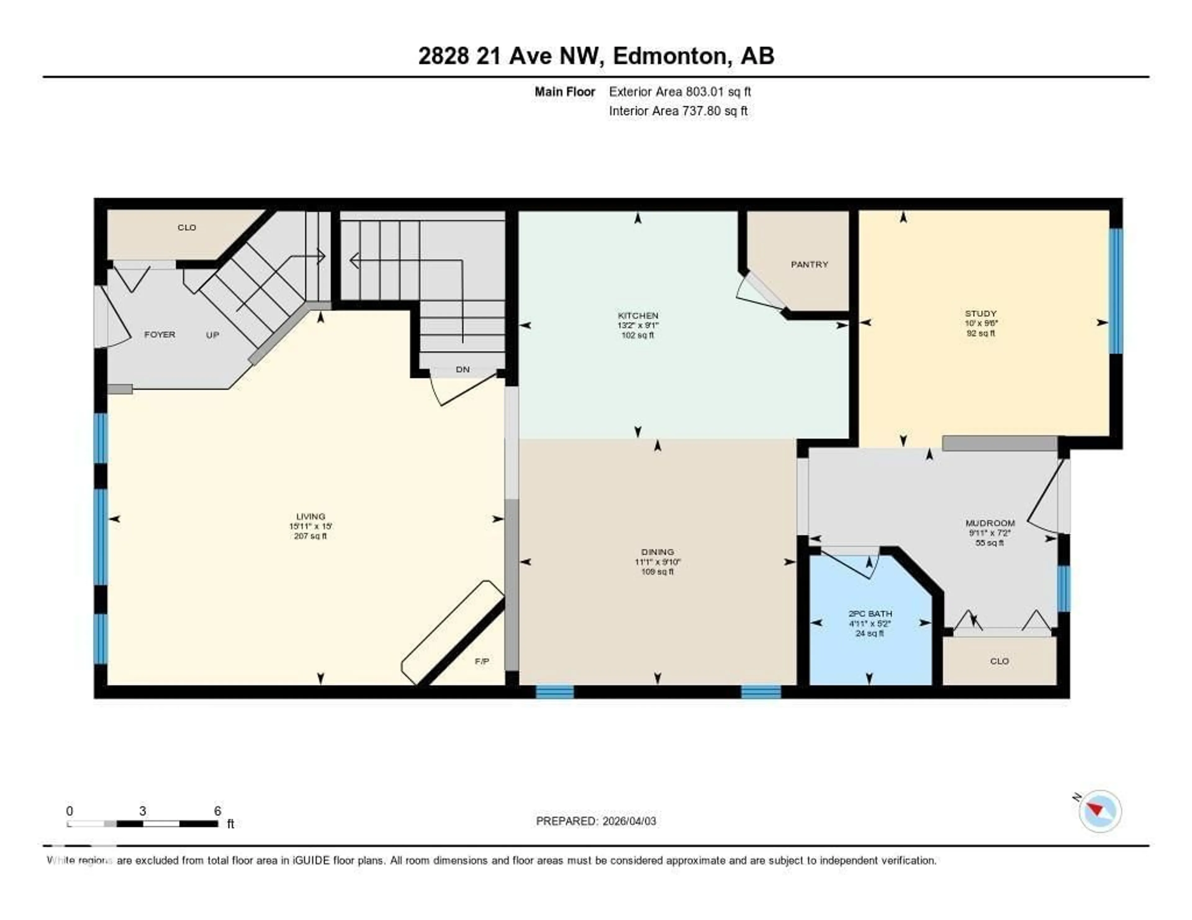 Floor plan for 2828 21 AV, Edmonton Alberta T6T0K2