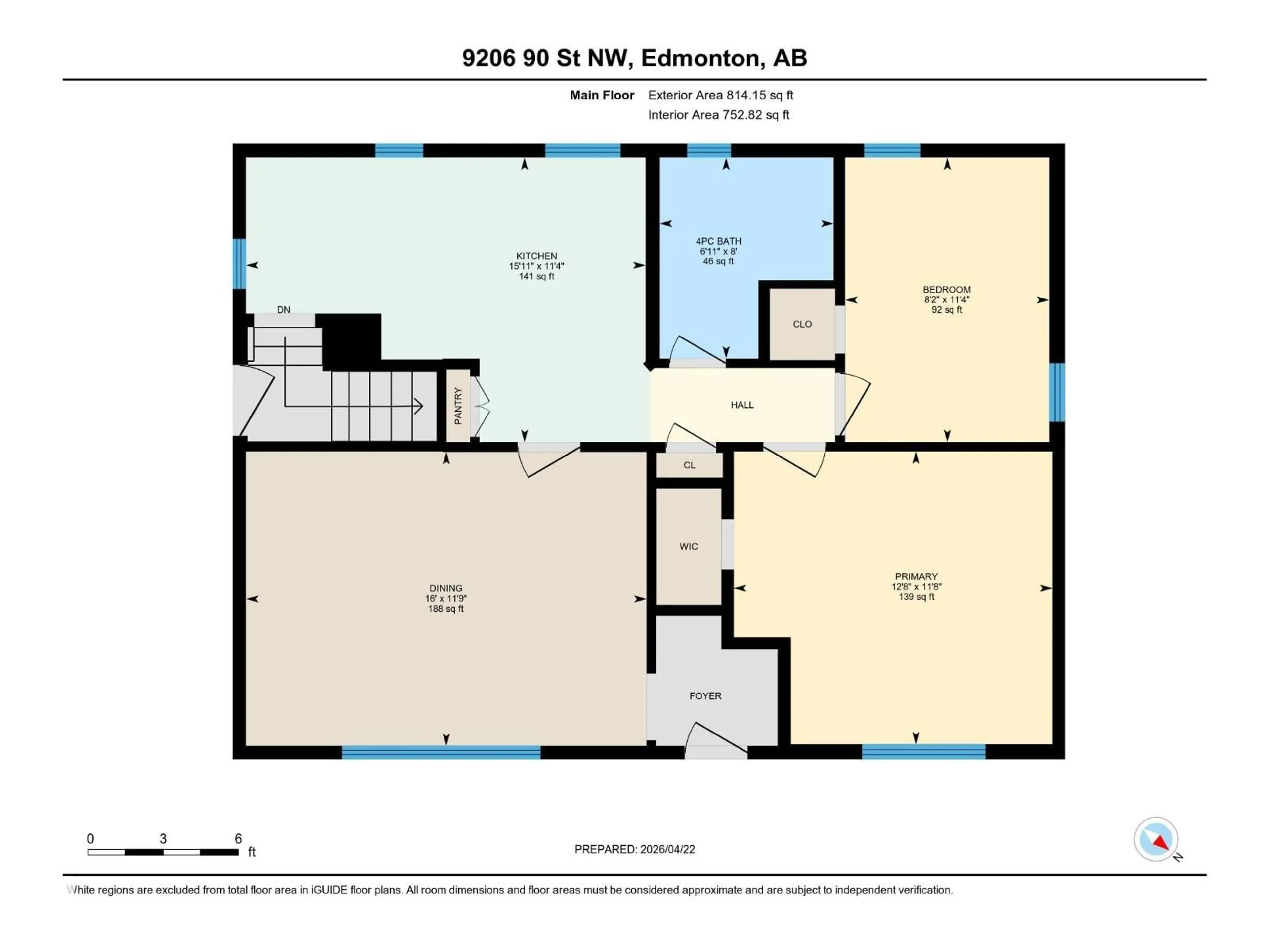 Floor plan for NW - 9206 / 9208 90 ST, Edmonton Alberta T6C3M1