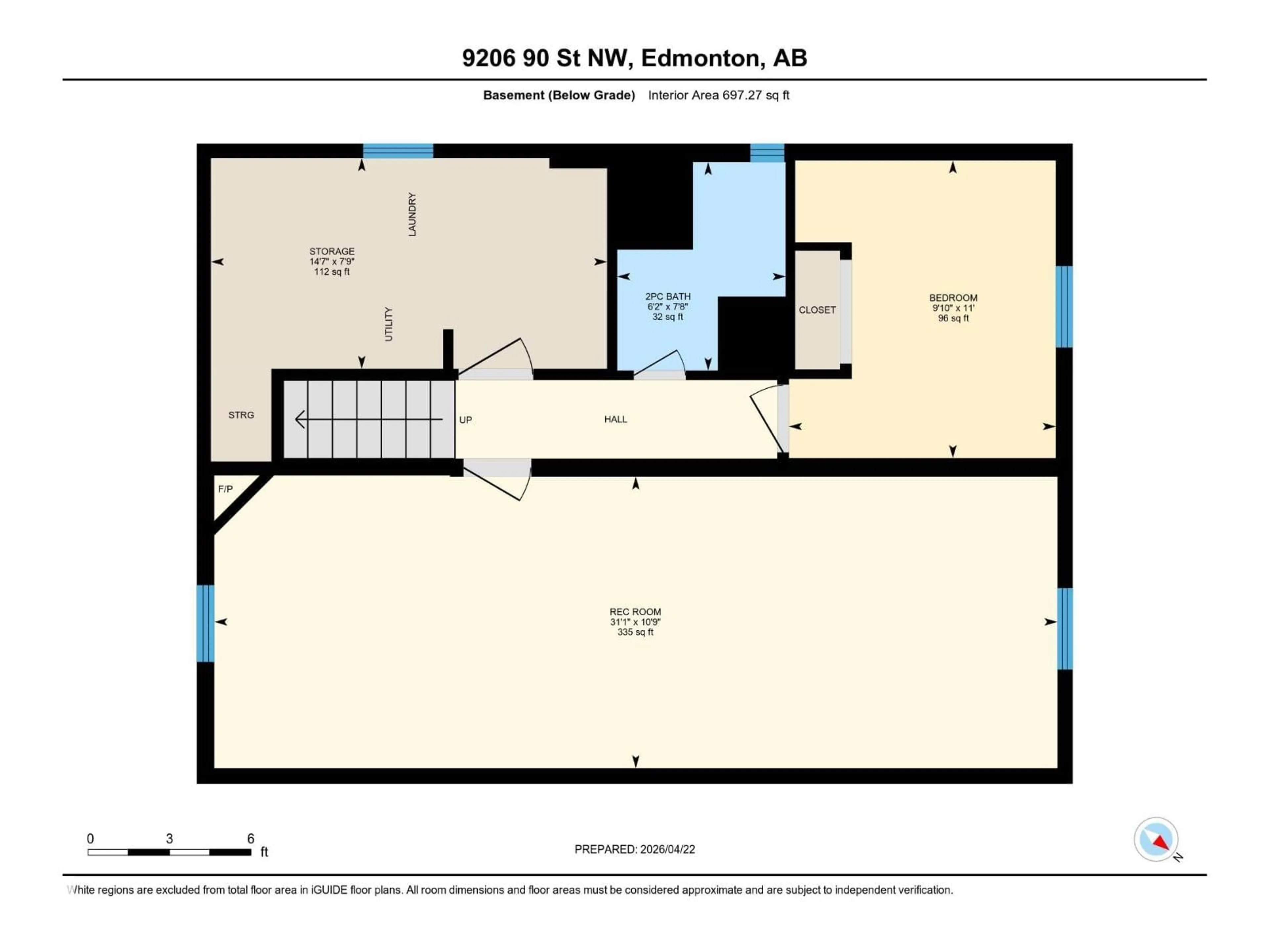 Floor plan for NW - 9206 / 9208 90 ST, Edmonton Alberta T6C3M1
