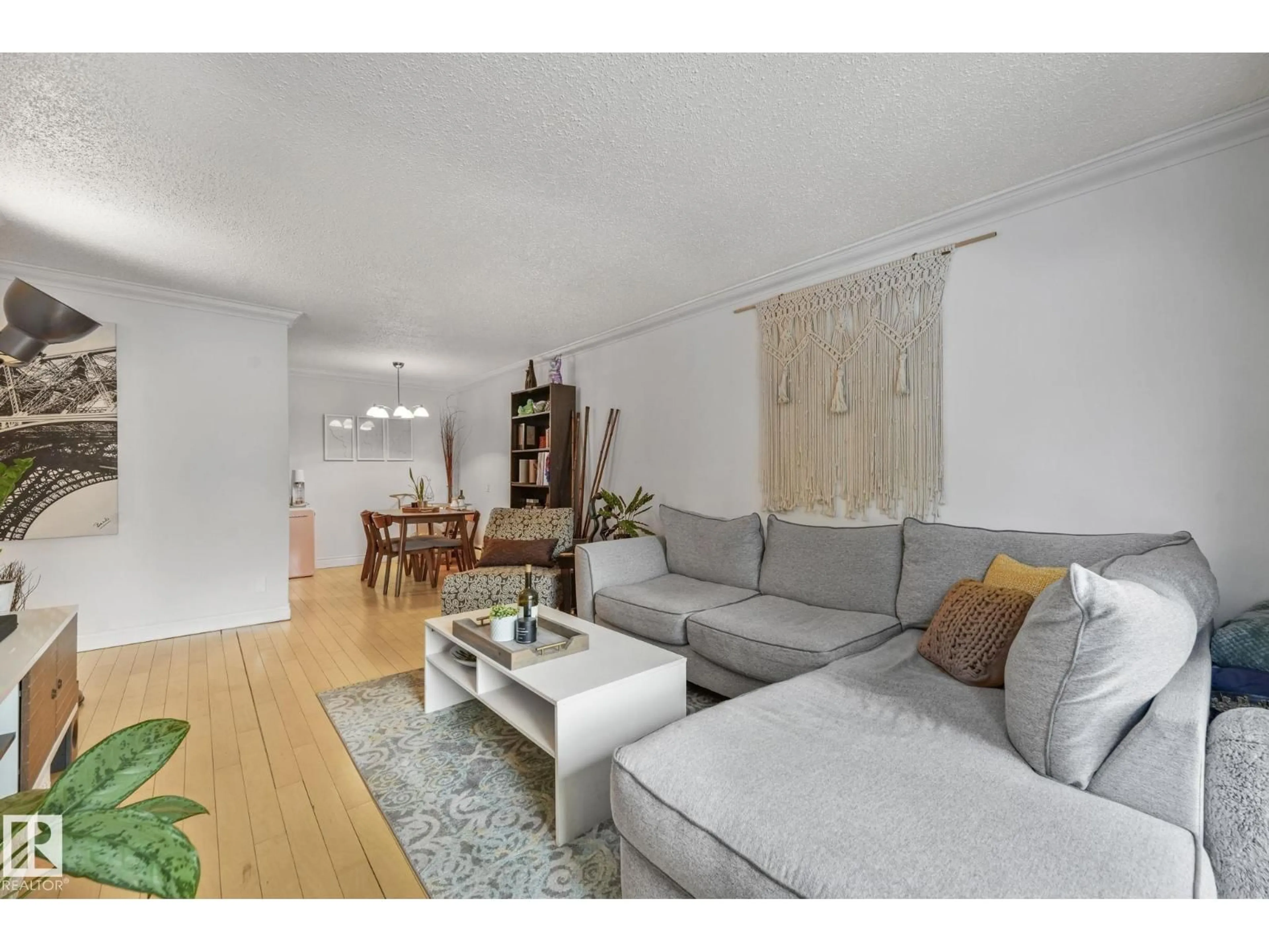 Living room with furniture, wood/laminate floor for #303 - 10165 113 ST, Edmonton Alberta T5K1P1