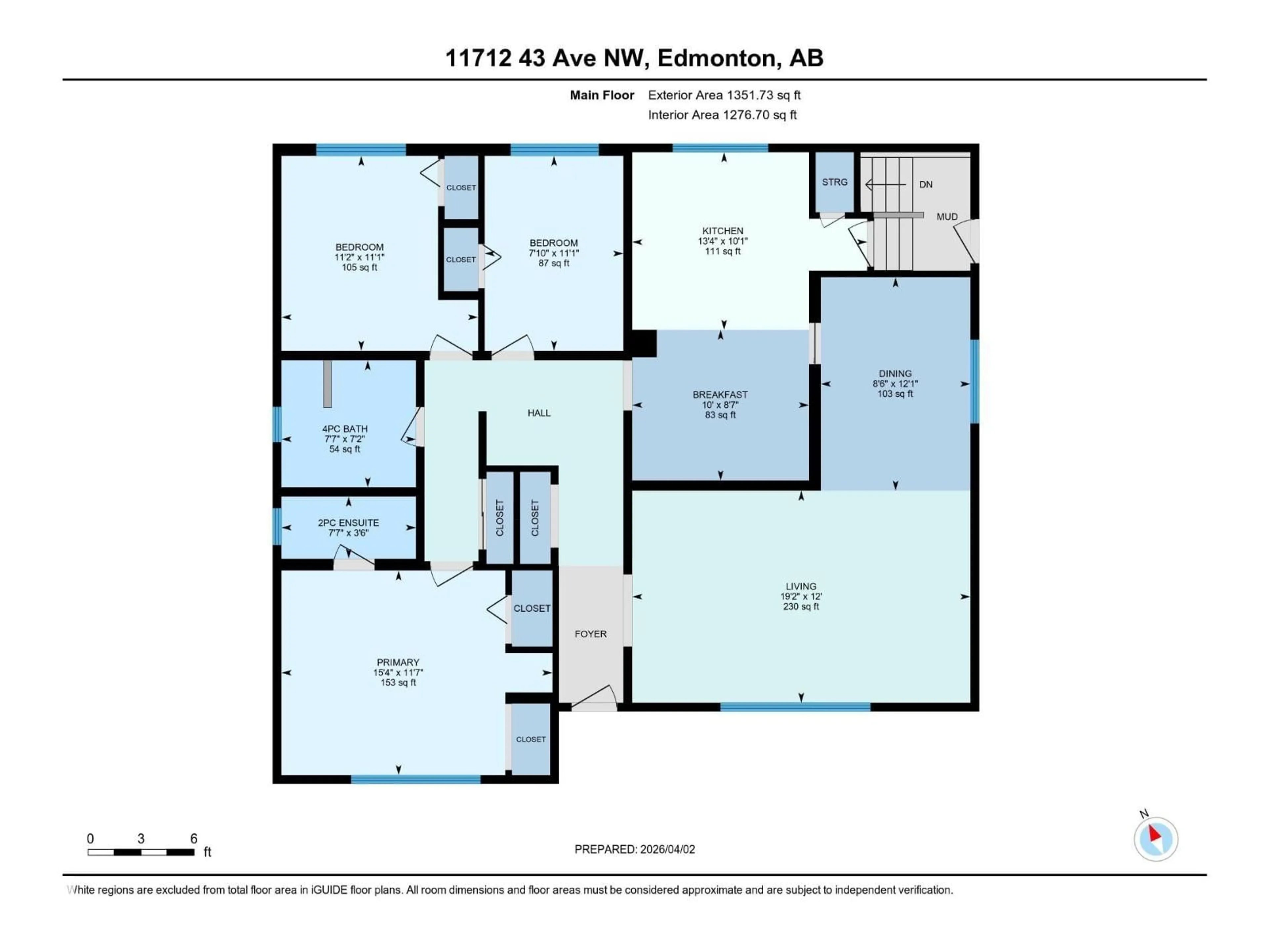 Floor plan for 11712 43 AV, Edmonton Alberta T6J0Y7