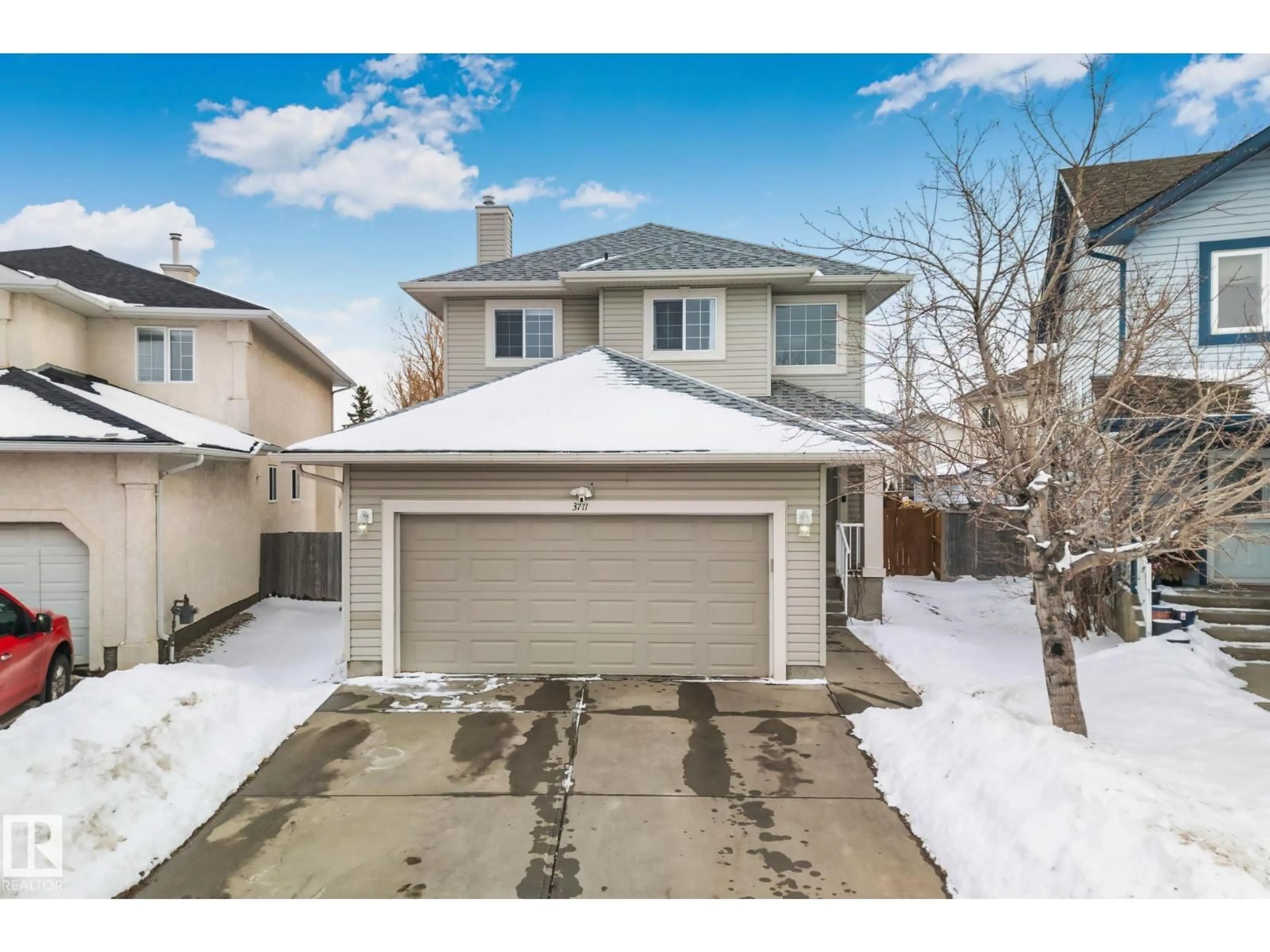 A pic from outside/outdoor area/front of a property/back of a property/a pic from drone, street for 3711 161 AV, Edmonton Alberta T5Y3G2