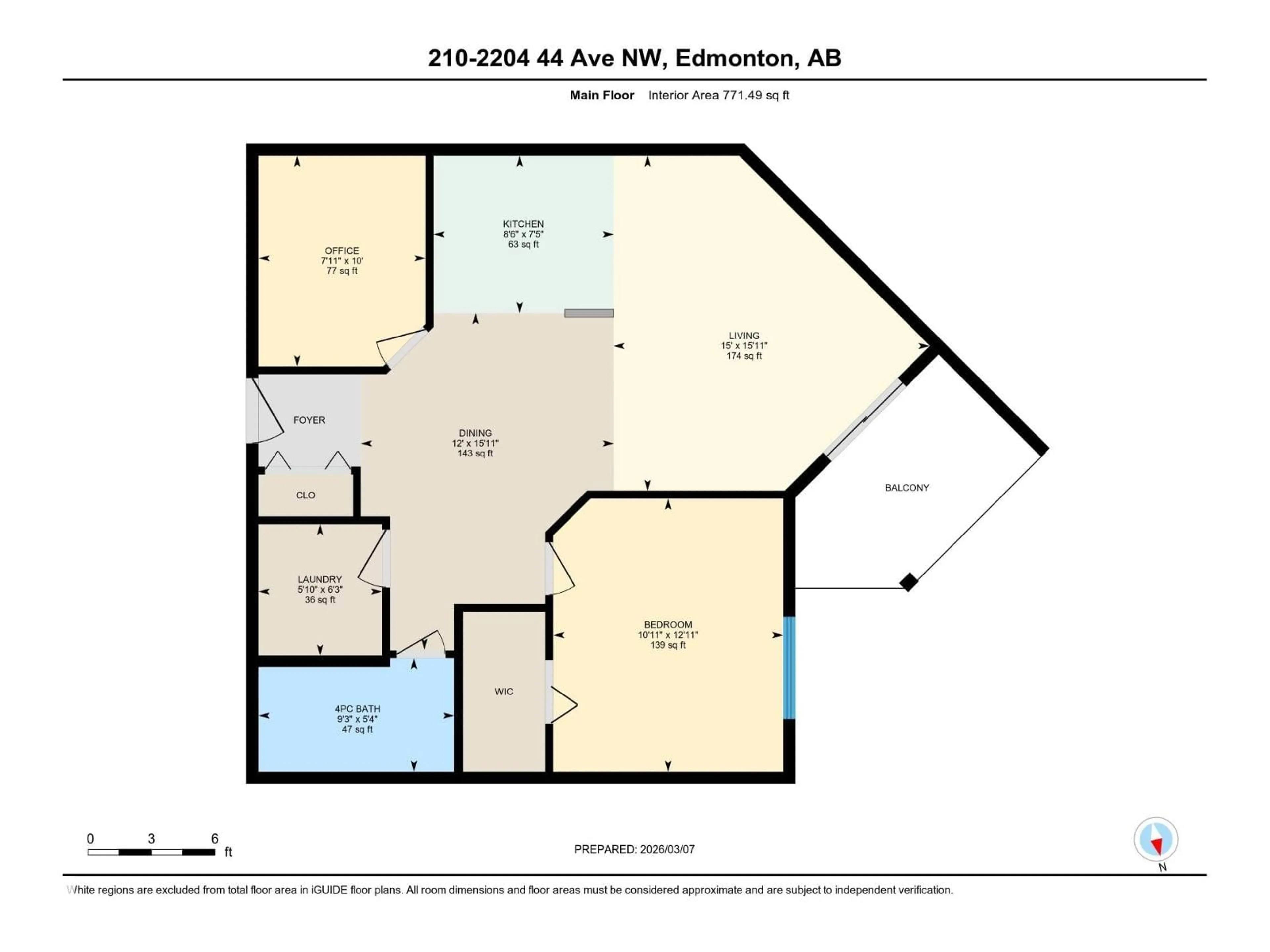 Floor plan for 210 - 2204 44 AV, Edmonton Alberta T6T0G5