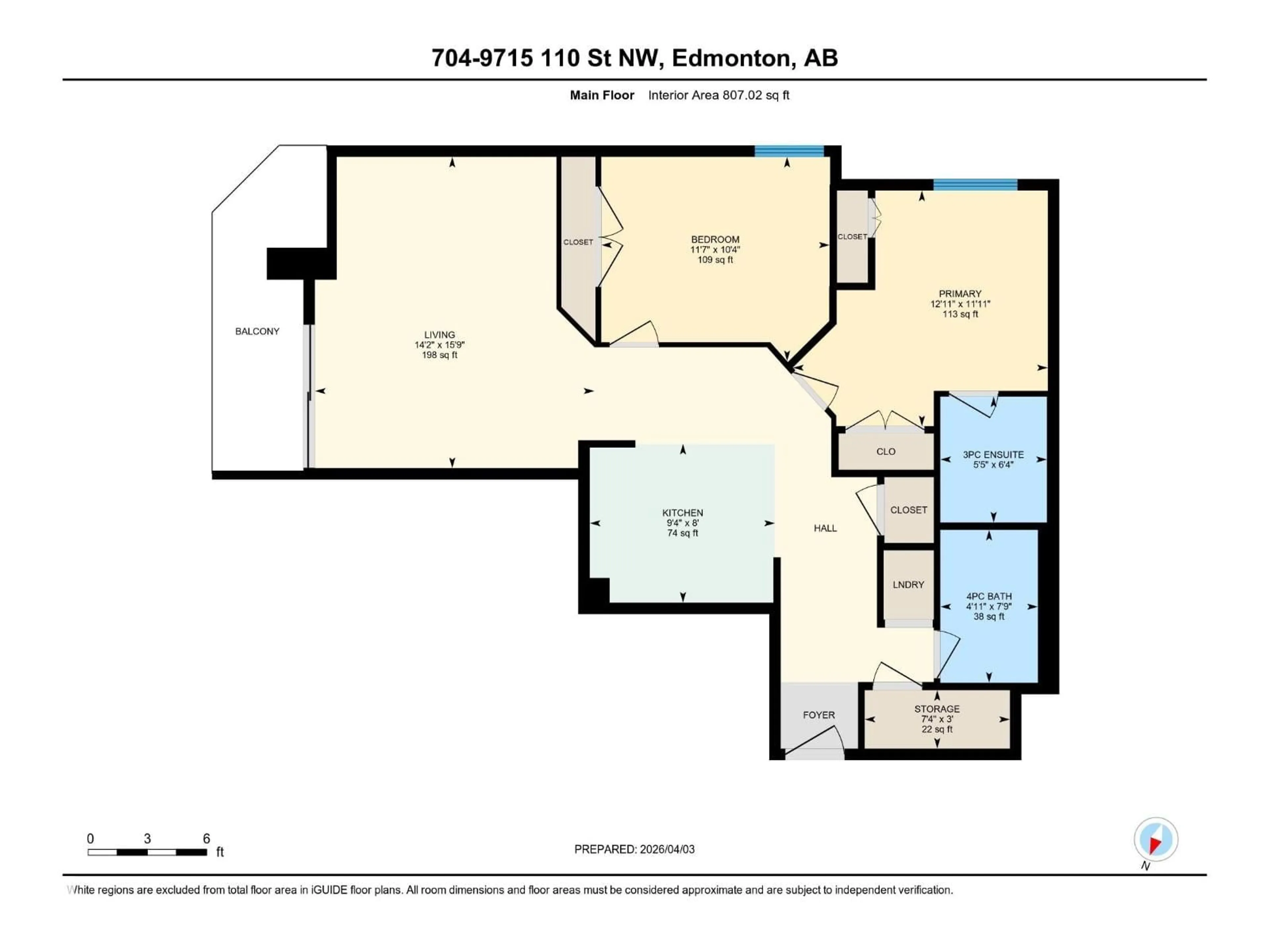 Floor plan for #704 - 9715 110 ST, Edmonton Alberta T5K2M1